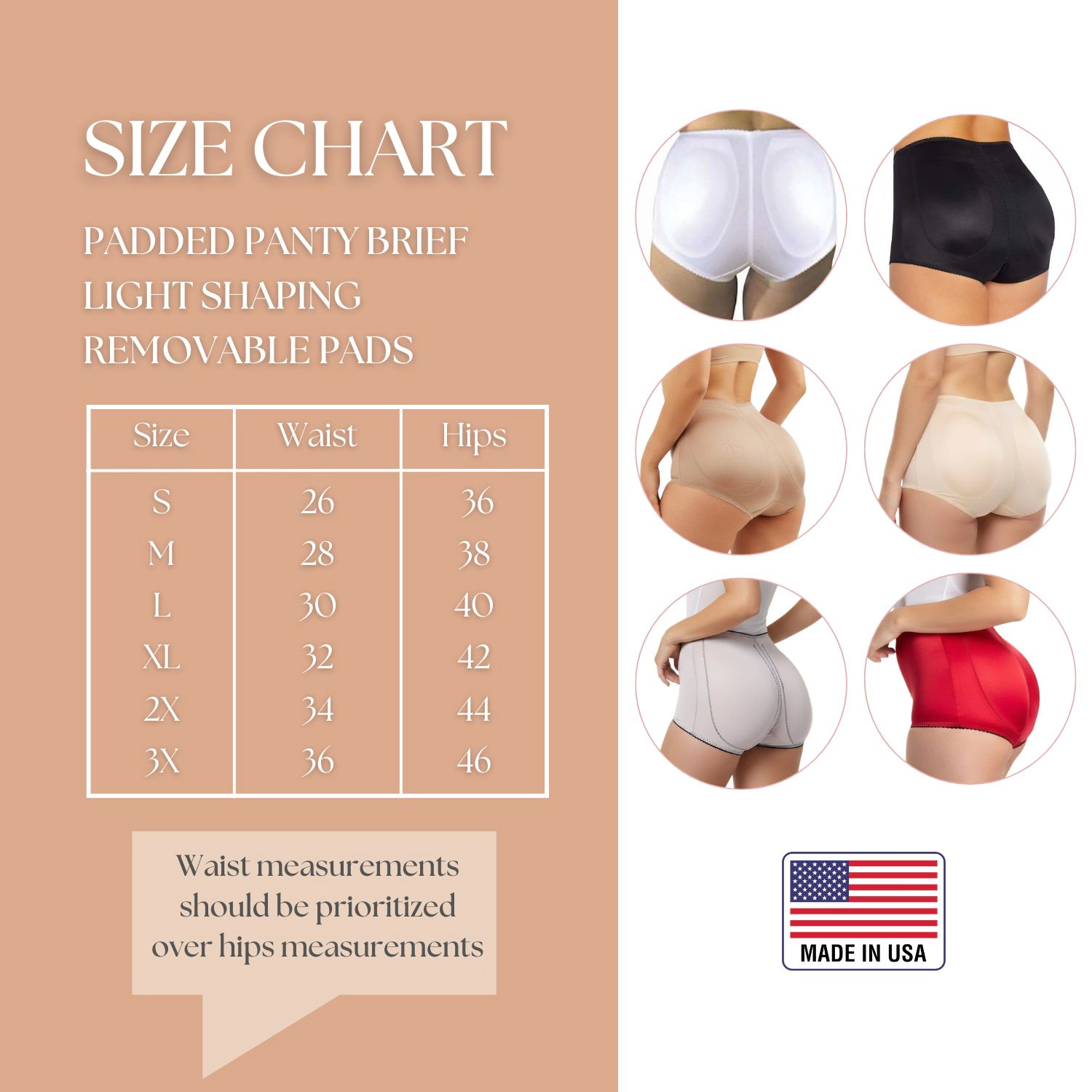Rago Padded Panty Brief with Removable Pads | Light Shaping |Style 914