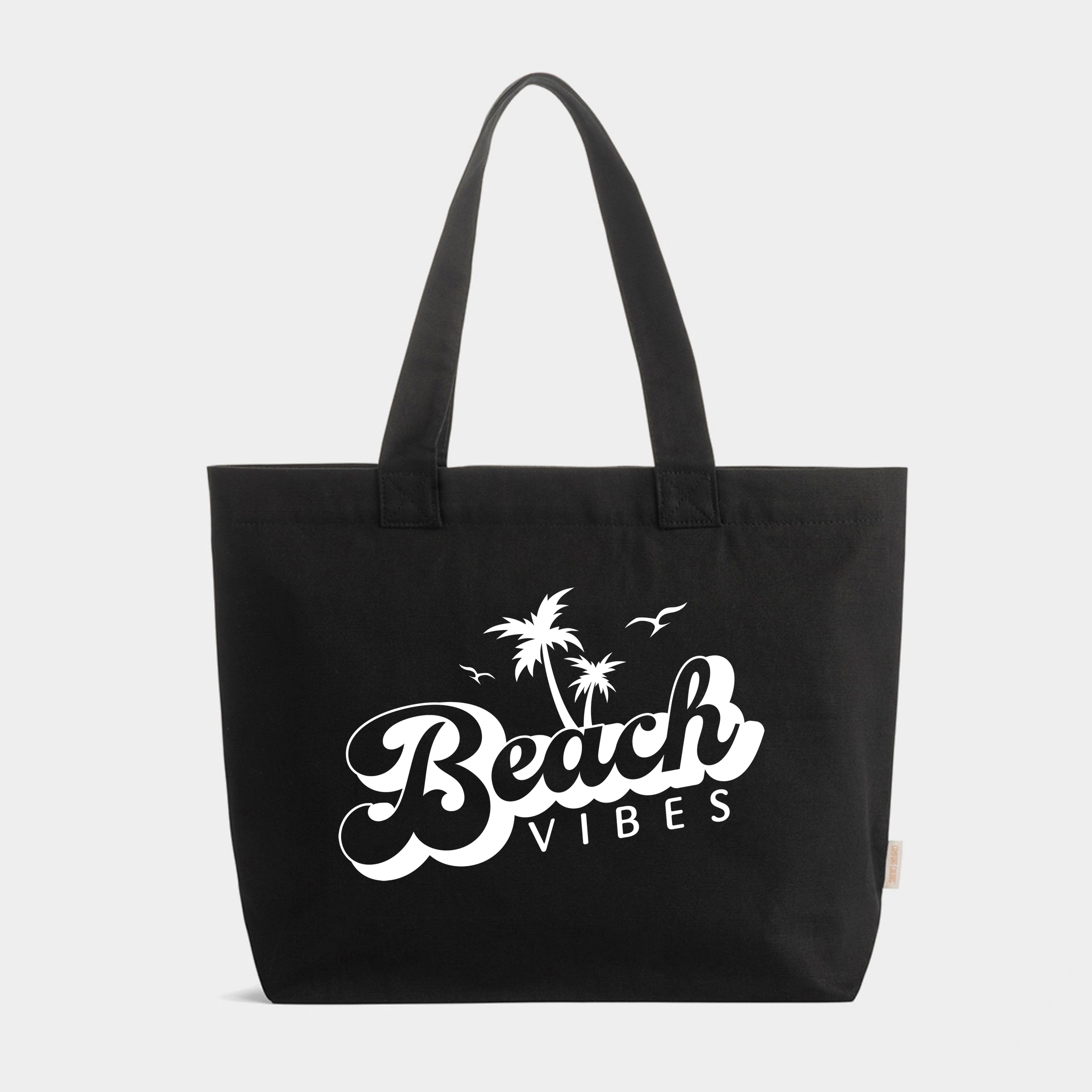 Simply Sage Market - Zippered Canvas Tote Beach Vibes Palm Trees