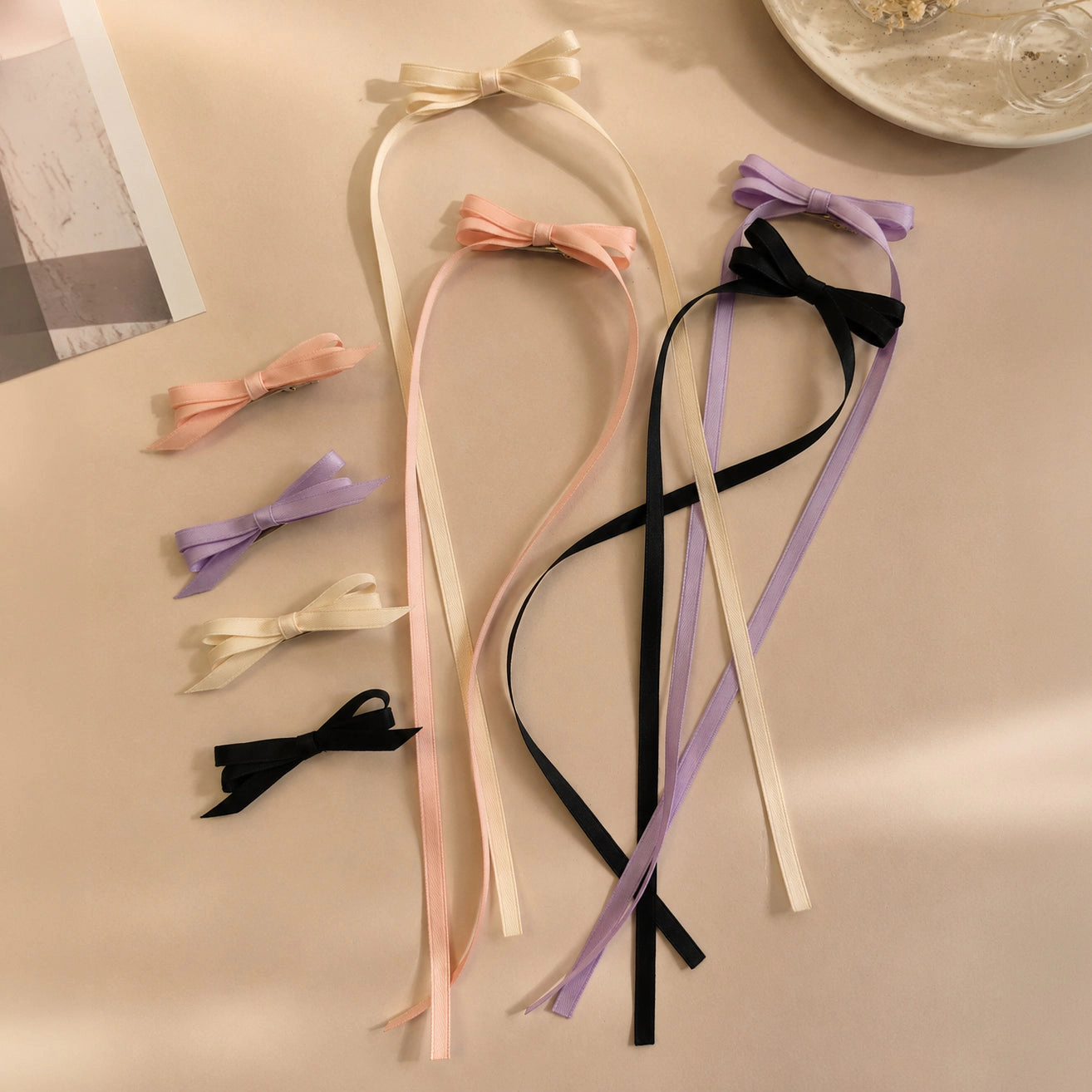 Puttisu Girls 4-Piece Ribbon Bow Clip Set