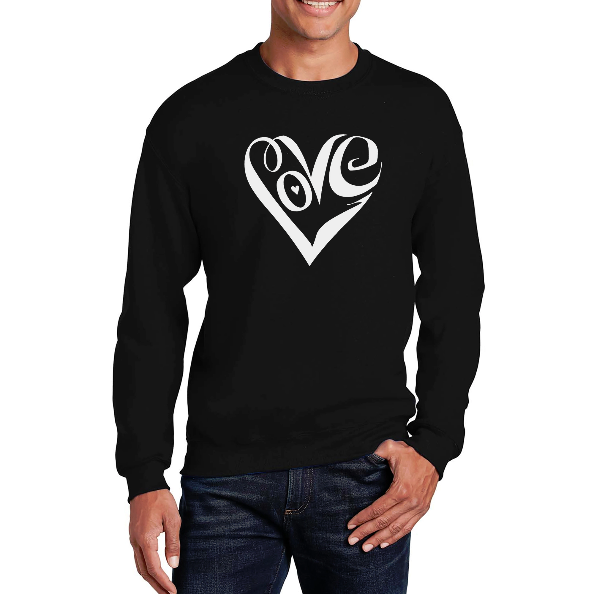 LA Pop Art Script Love Heart - Mens Word Crew Sweatshirt