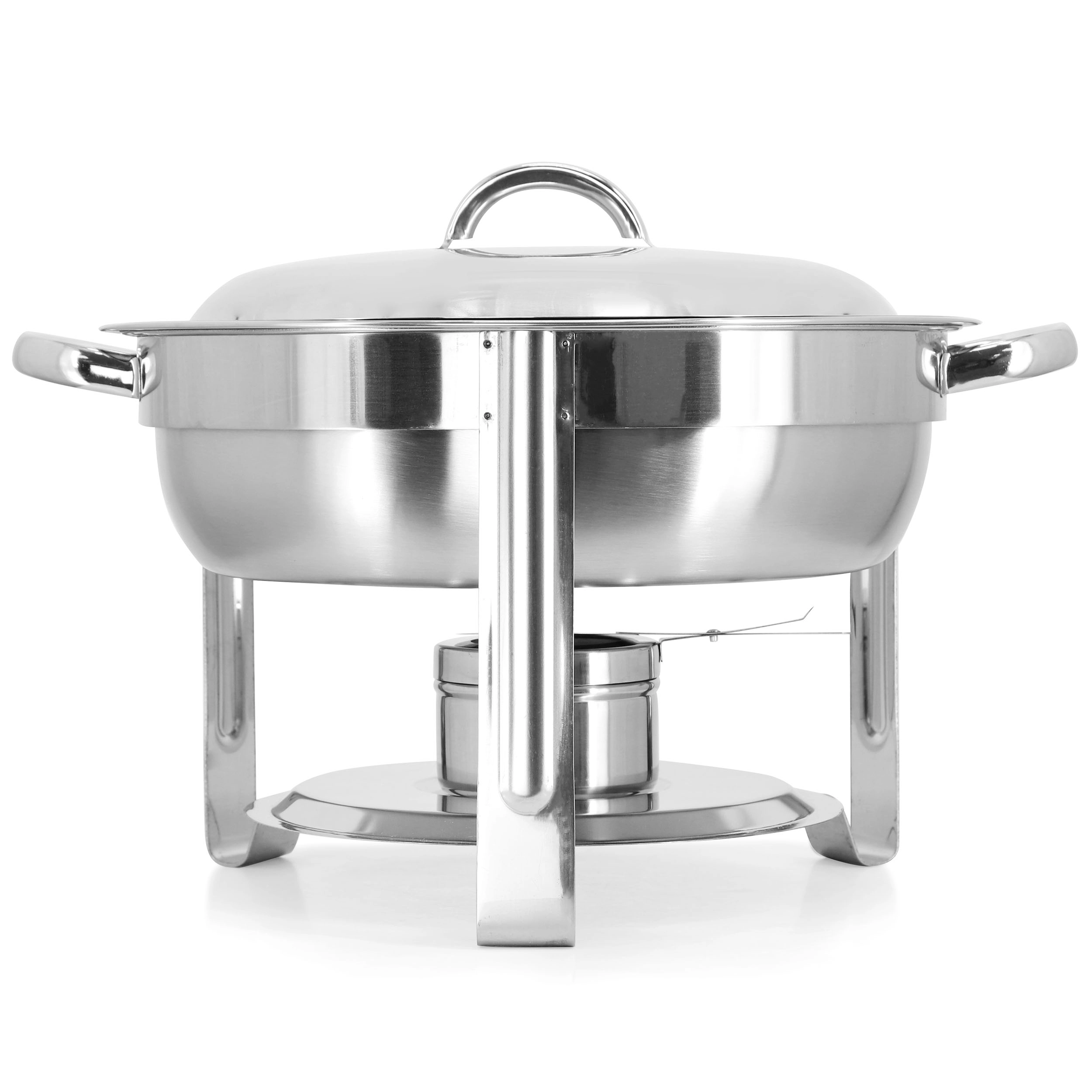 MegaChef 3.7 Quart Round Stainless Steel Professional Chafing Dish/Food Warmer/Buffet Server Serving Trays