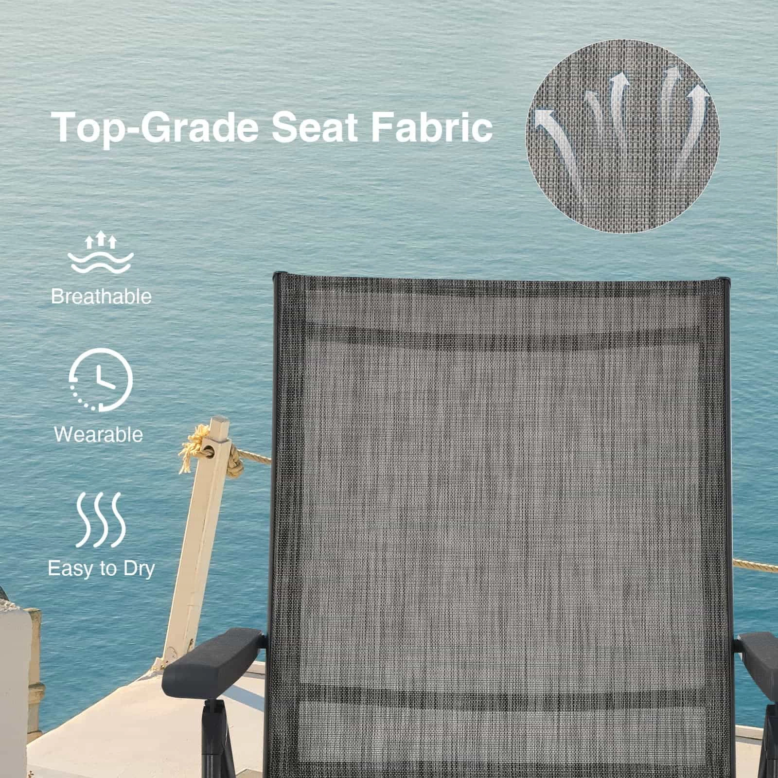 SUGIFT 2-Piece Folding Chaise Lounge Chairs, 5-Position Backrest, 2-Position Footrest, Gray