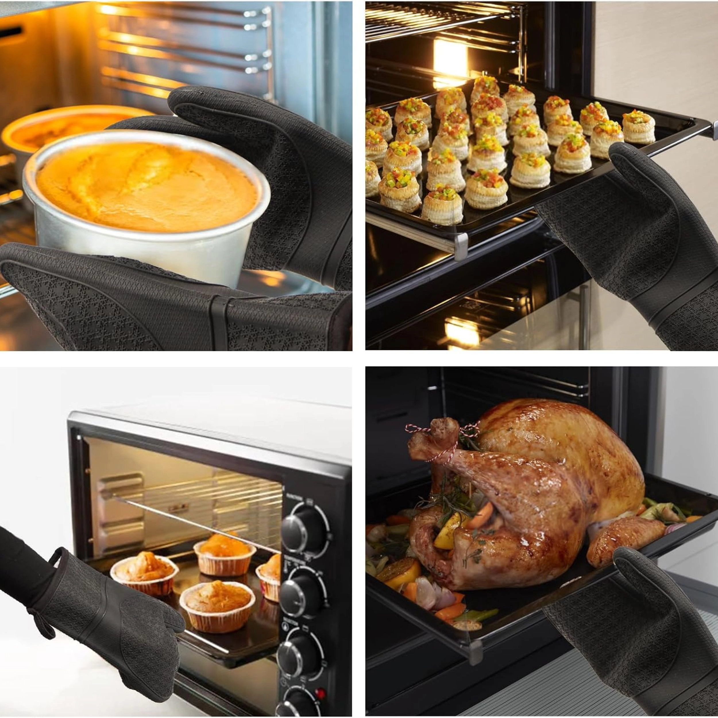 Stock Preferred Pack of 2 Silicone Heat Resistant Oven Mitts with Cotton Lining 11.6 Inch