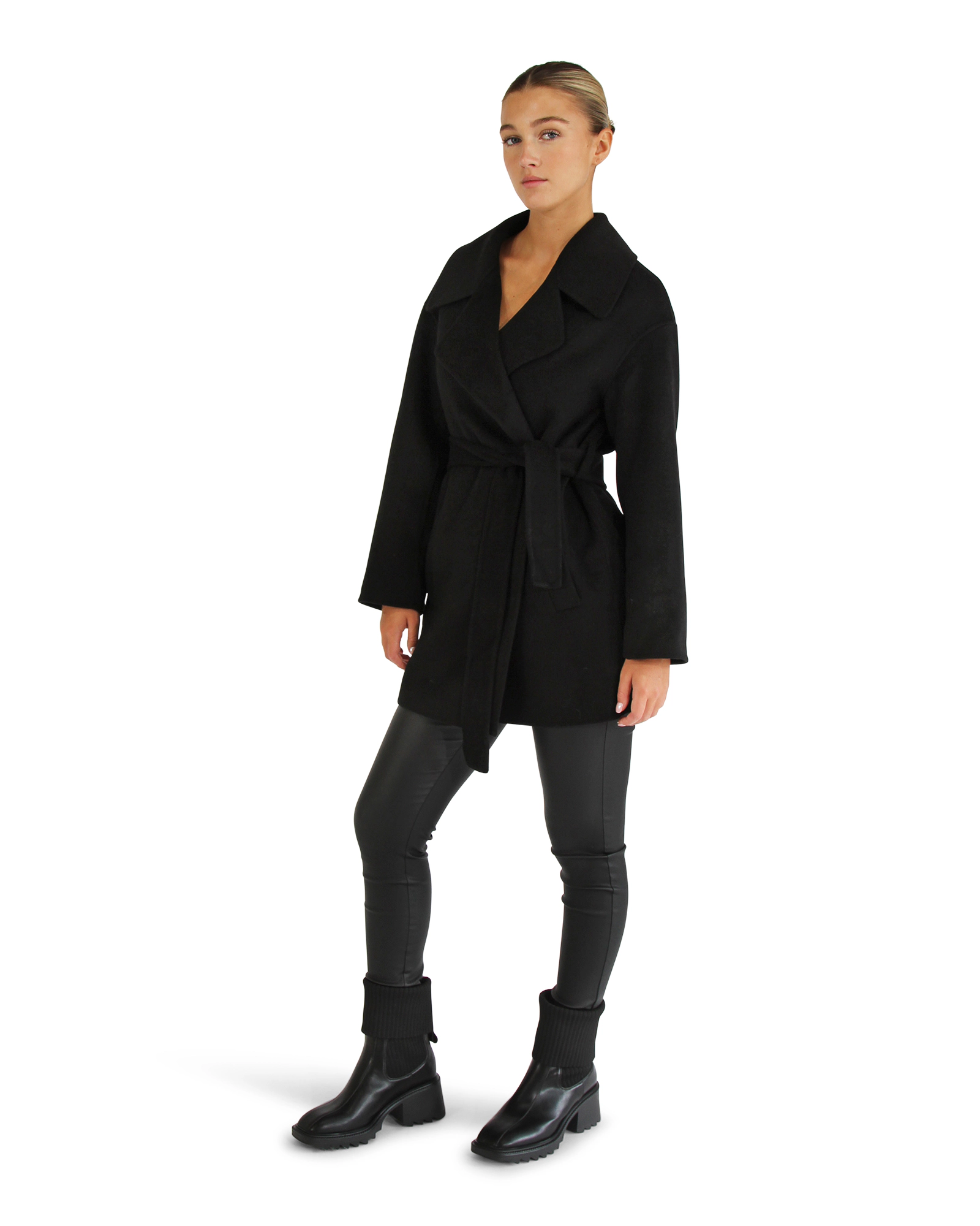 Belle & Bloom Womens Eternal Flame Wool Blend Short Robe Coat