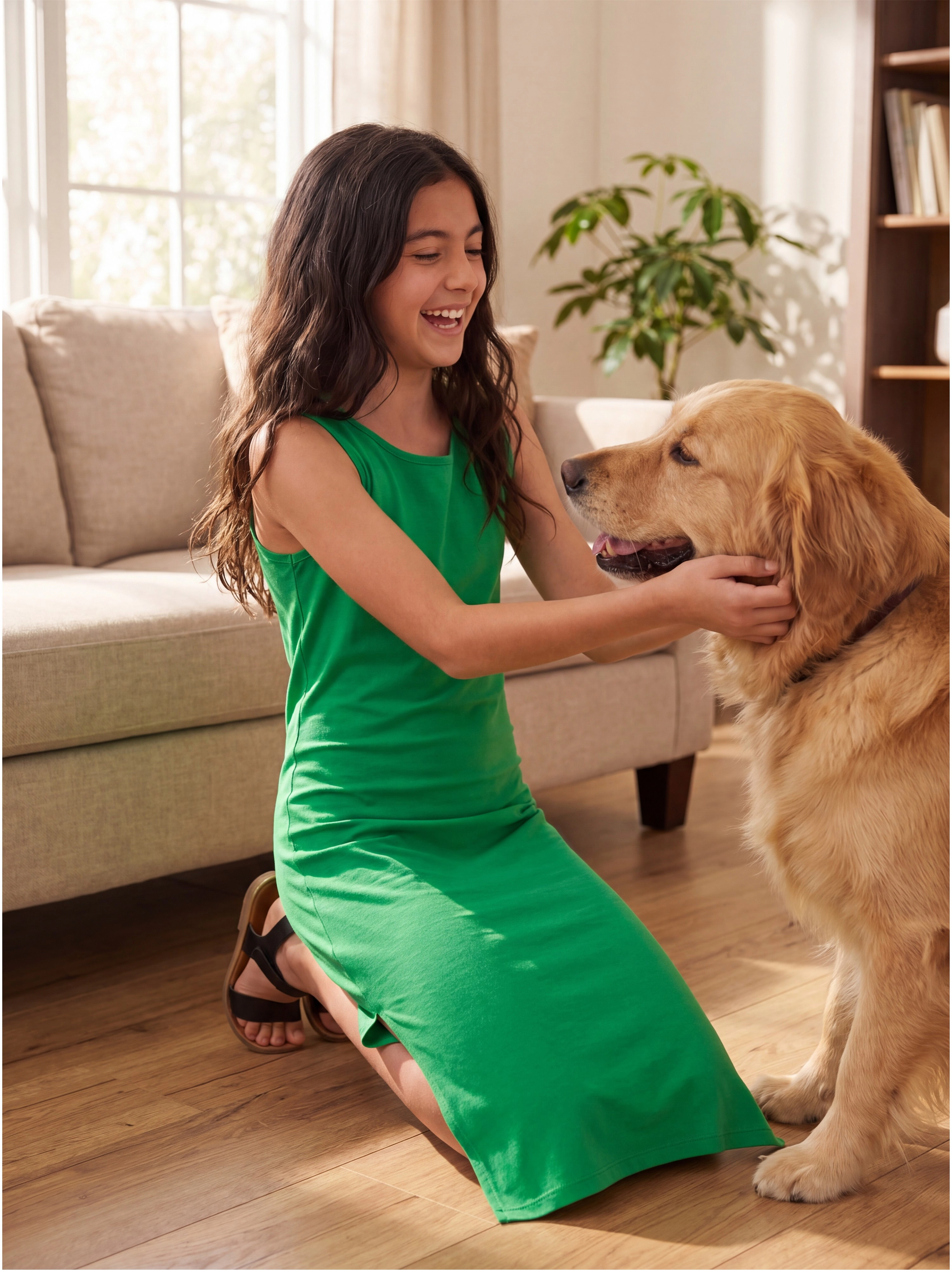 24sevenKid Essential Girls Side Slit Maxi Dress