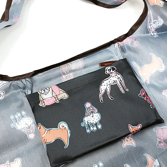 Wrapables LS Nylon Reusable Shopping Bags for Groceries (set of 2), Shiba Inu Dogs