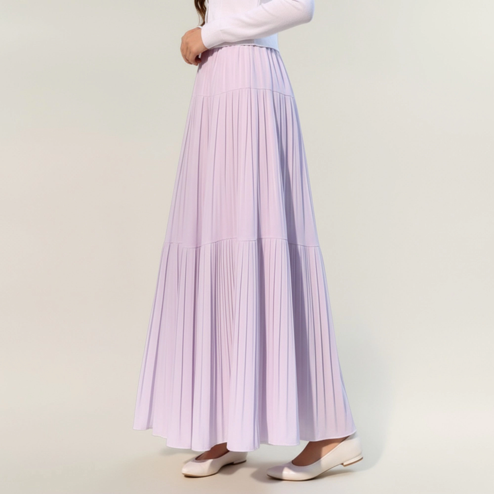 Anna-Kaci Womens Tiered Pleated Maxi Skirt