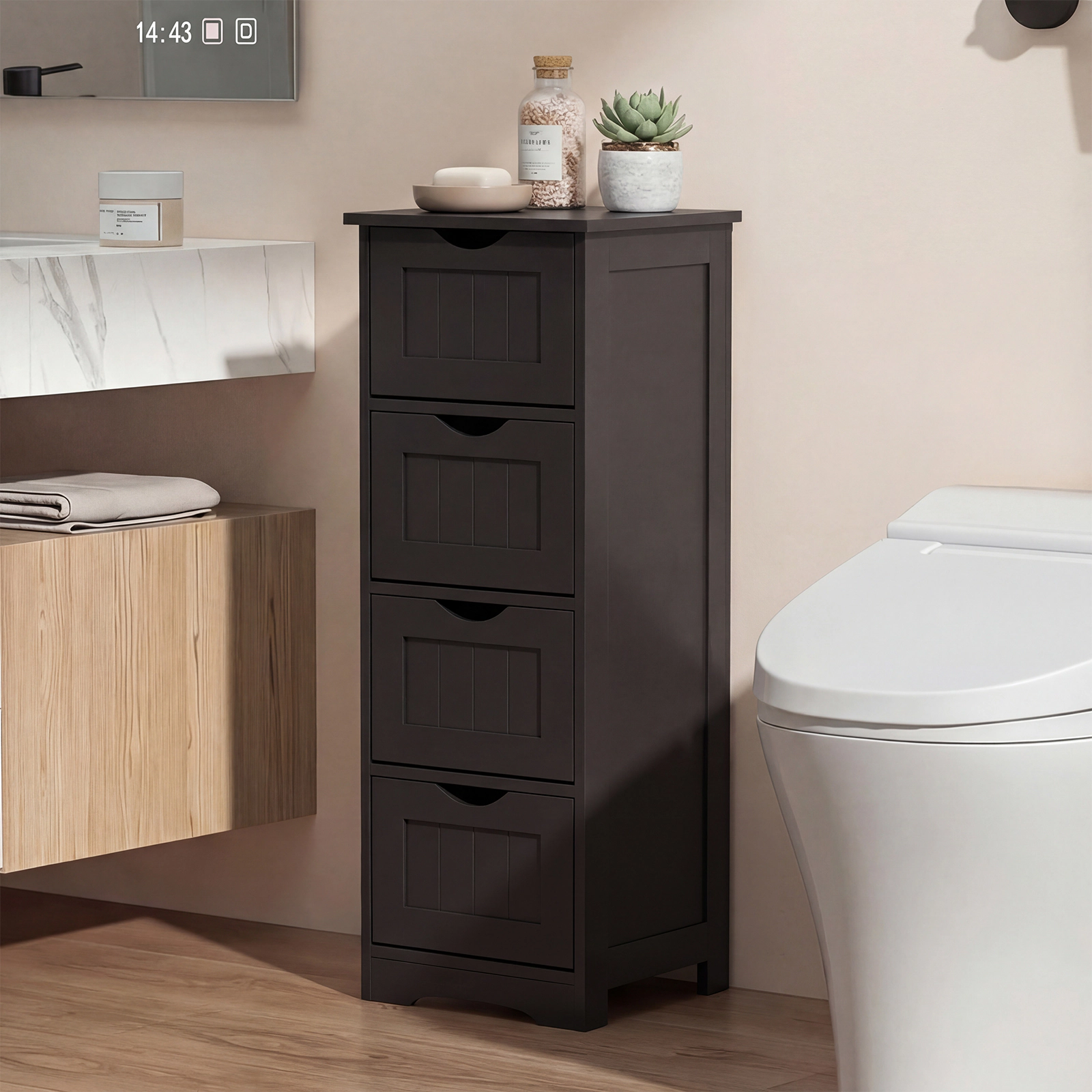 SlickBlue Freestanding Bathroom Cabinet with Deep Storage Drawers