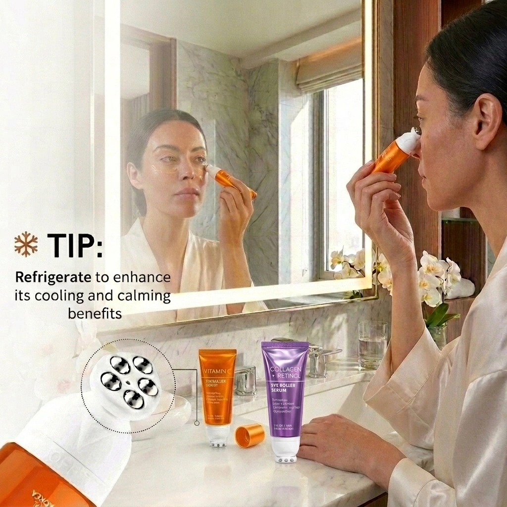 Lovery Korean Skincare Eye Roller Serum Duo - Collagen + Retinol & Vitamin C Brightening  Under Eye Treatment Set