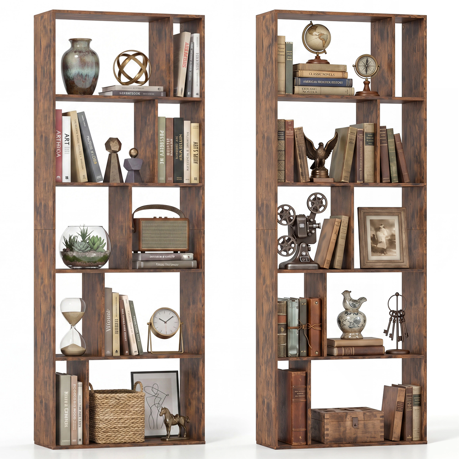 LJG 5-Tier Modern Bookshelf with Open Back and 2 Anti-Tipping Kits