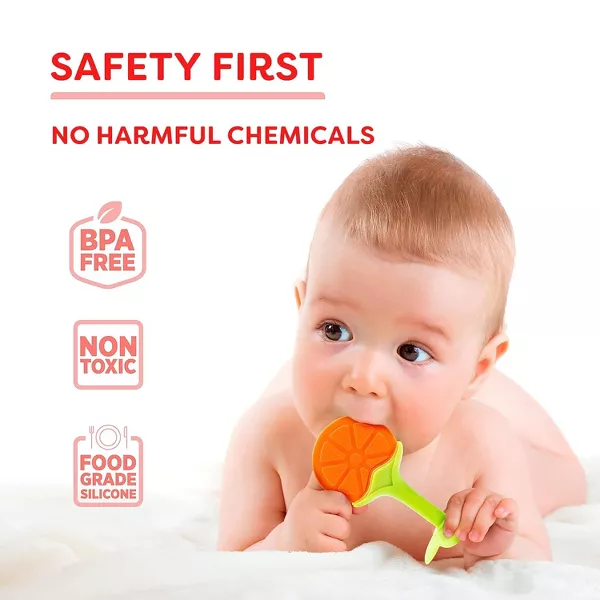 Sperric Silicone Baby Teething Toys 5 Pack, Sensory Balls & Fruit Teethers for Infant 0‑12 Months, BPA‑Free Freezer Safe