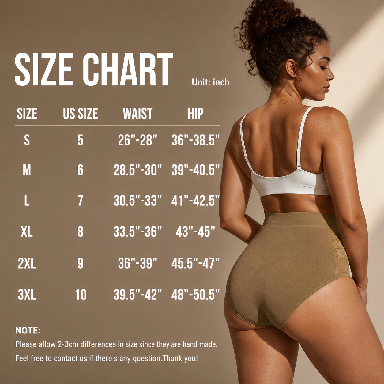 WZK Womens 5-Pack High Waisted Cotton Tummy Control Full Coverage Briefs Panties