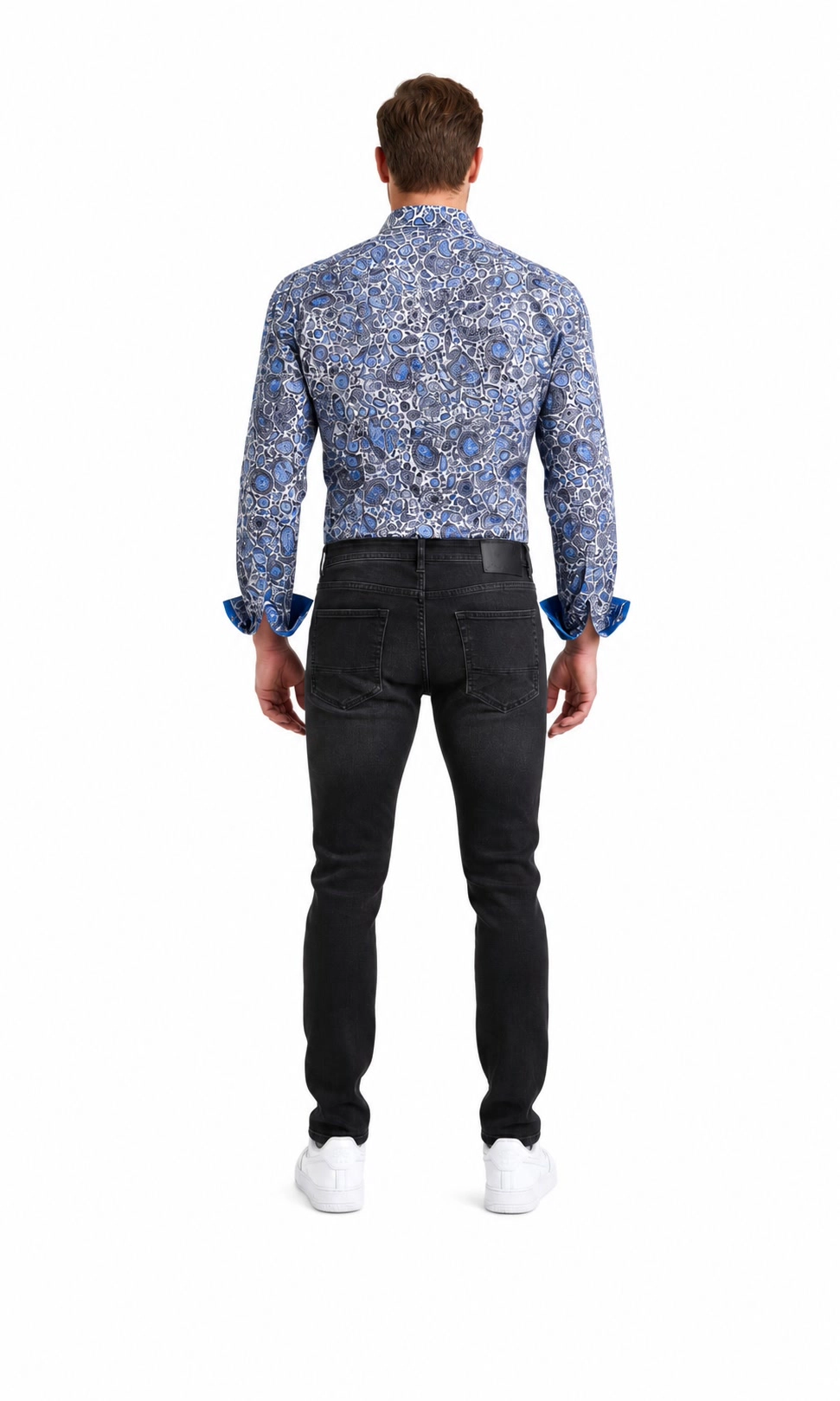 Elie Balleh Slim Fit Mens Modern Paisley Print Button-Down Shirt