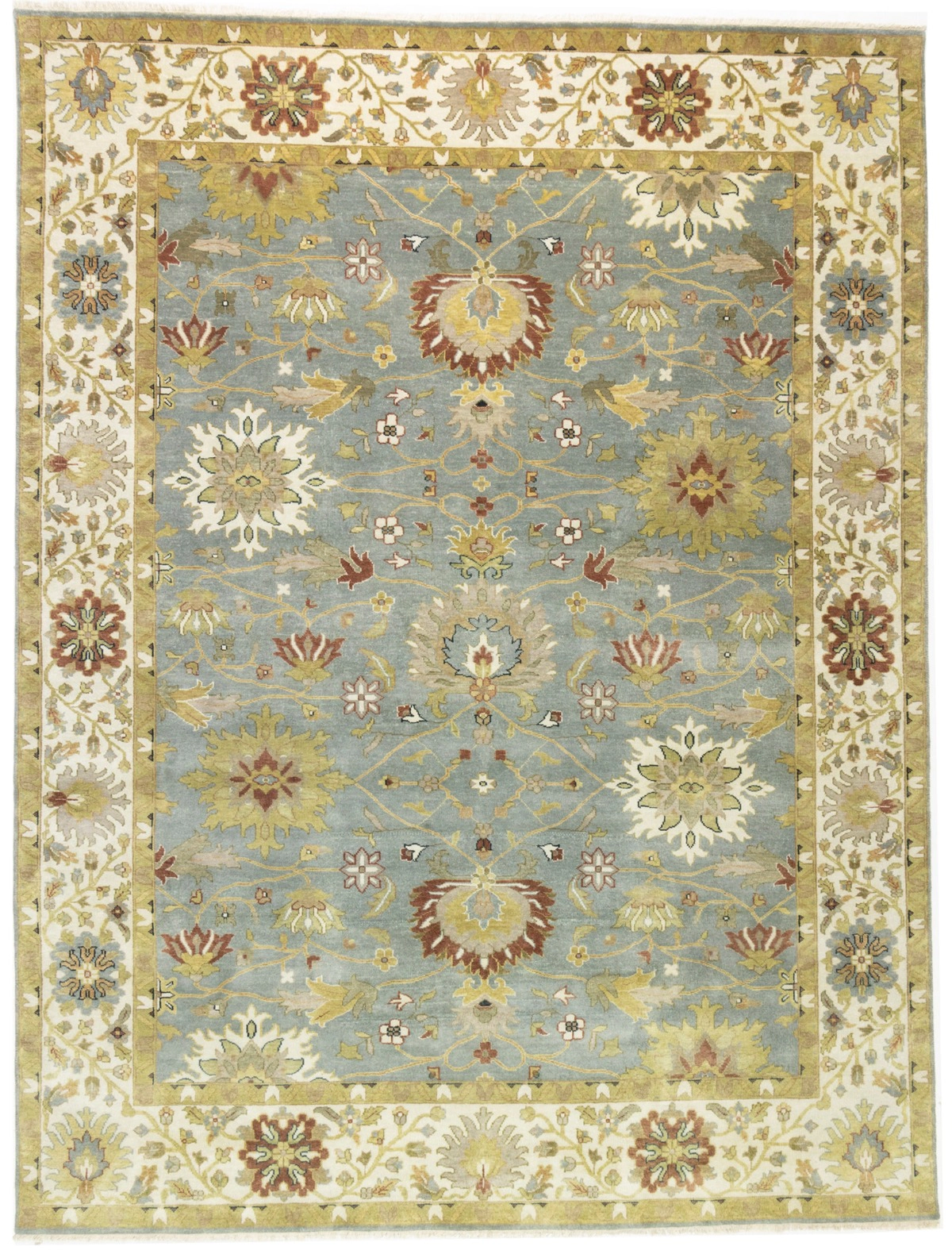 Magic Rugs Blue-gray Floral Osh Chobi 9X12 Peshawar Oriental Rug