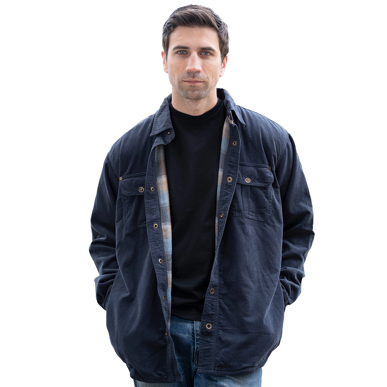 Gioberti Men's 100% Cotton Extremely Soft Corduroy Shirt Jacket with Flannel Lining