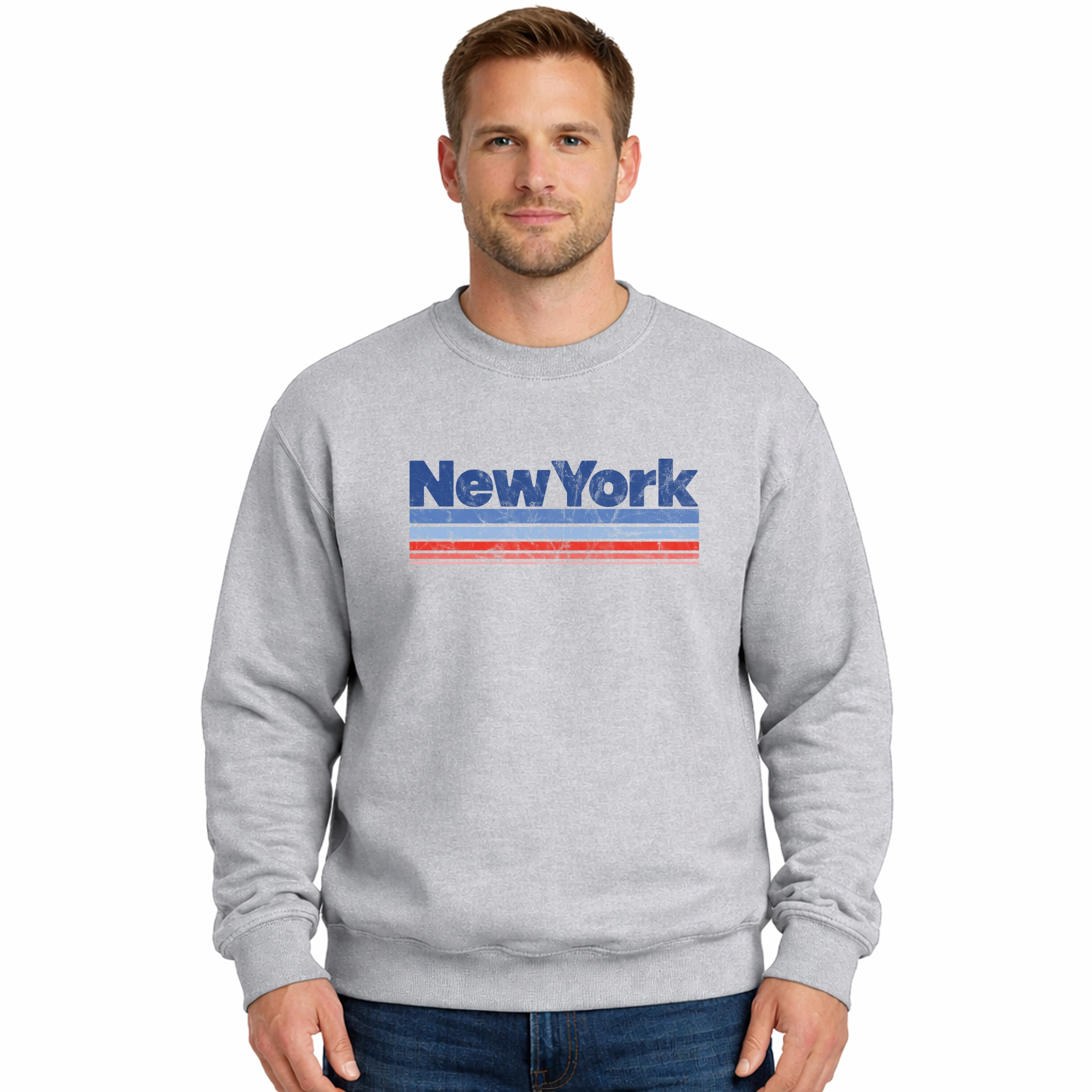 Simply Sage Market - Men's Graphic Sweatshirt New York Retro Stripes