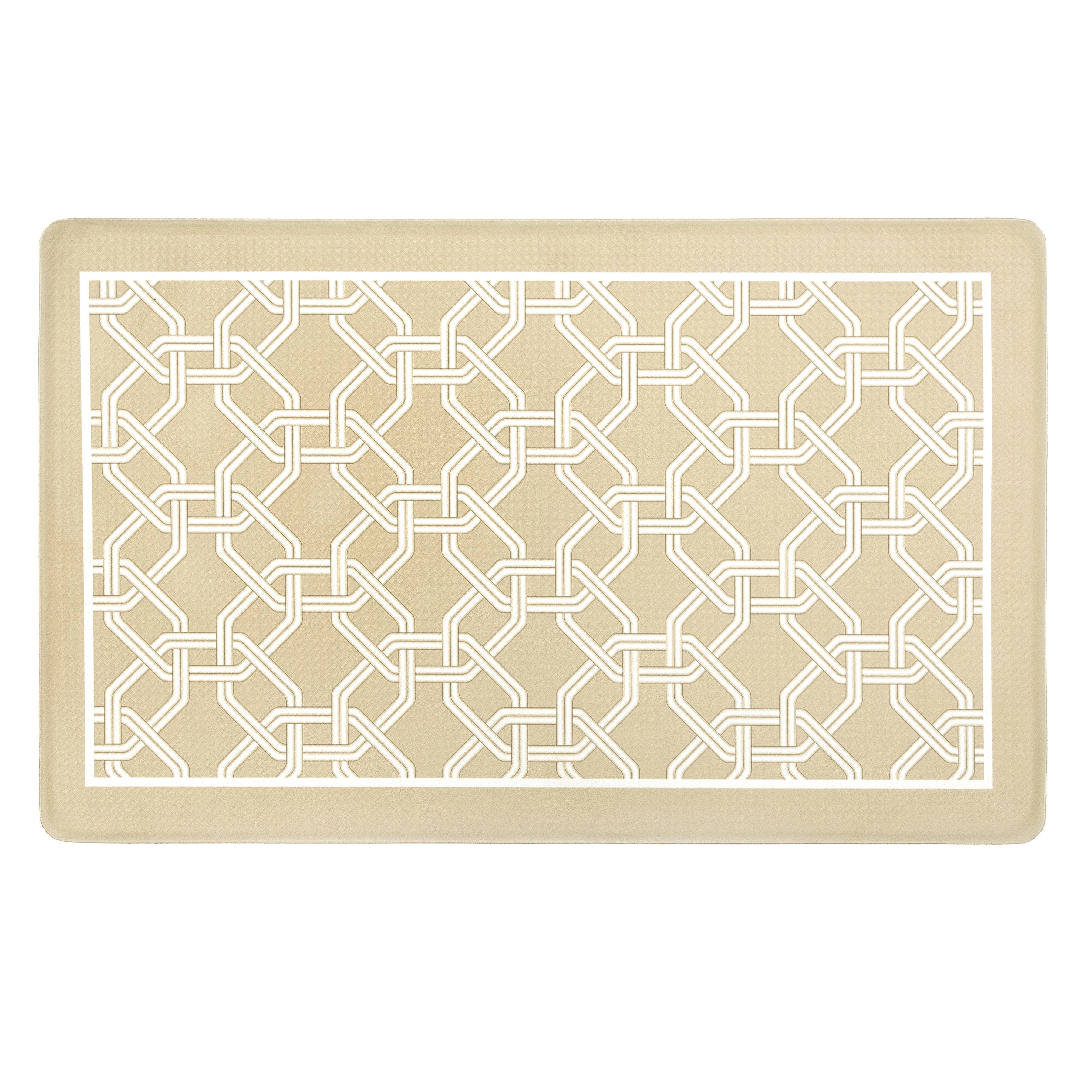 Kate Aurora Versailles Modern Geometric Chain Link Memory Foam Anti Fatigue & Skid Resistant Kitchen Mat - 18" x 30"
