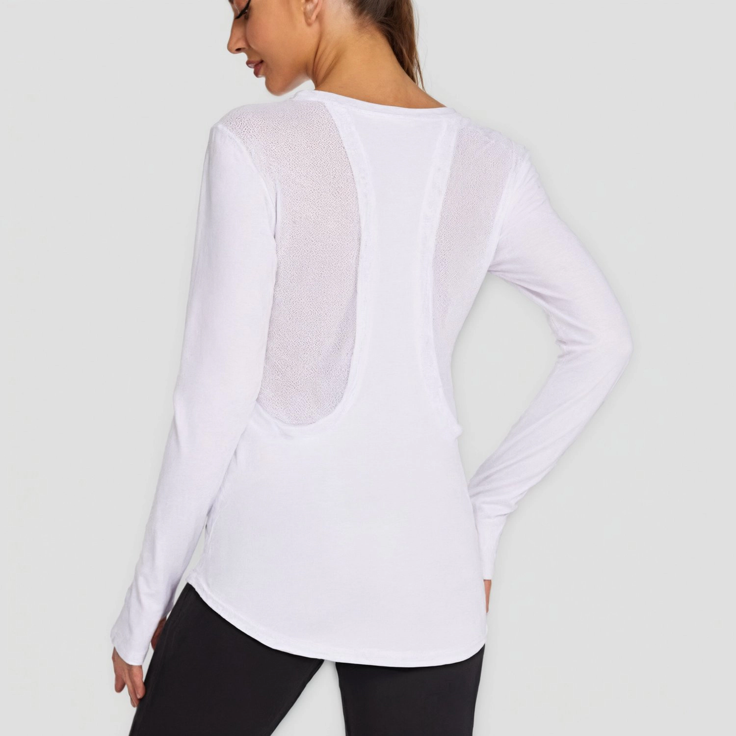 Pinspark Women's Long Sleeve Crew Neck Athletic T-Shirt with Thumb Holes