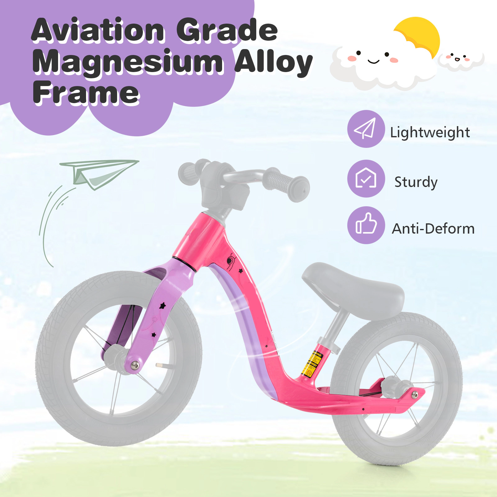 SUGIFT Adjustable Seat 360 Degree Rotatable Handlebar Kids 12 Inch Balance Bike