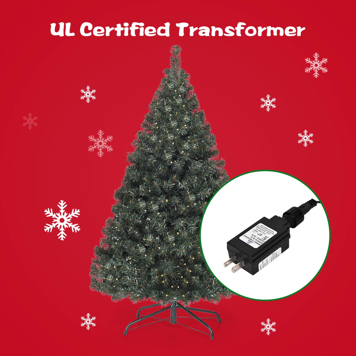 LJG 4.5 Feet PVC Pre-Lit Artificial Hinged Christmas Tree