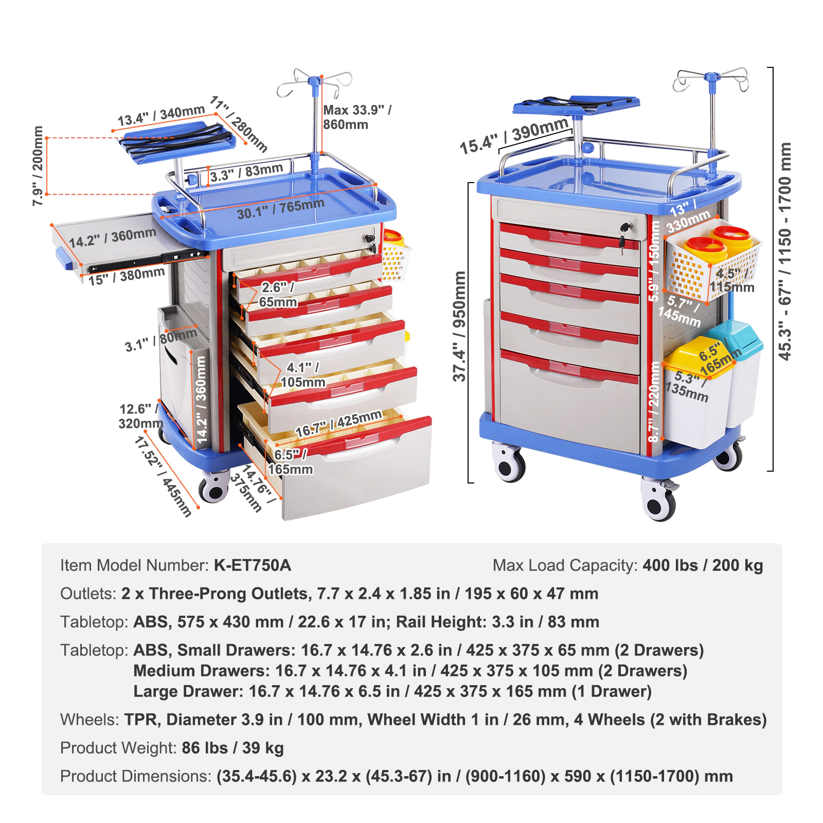 HONGGE with Wheels Medical with for Clinic Salon