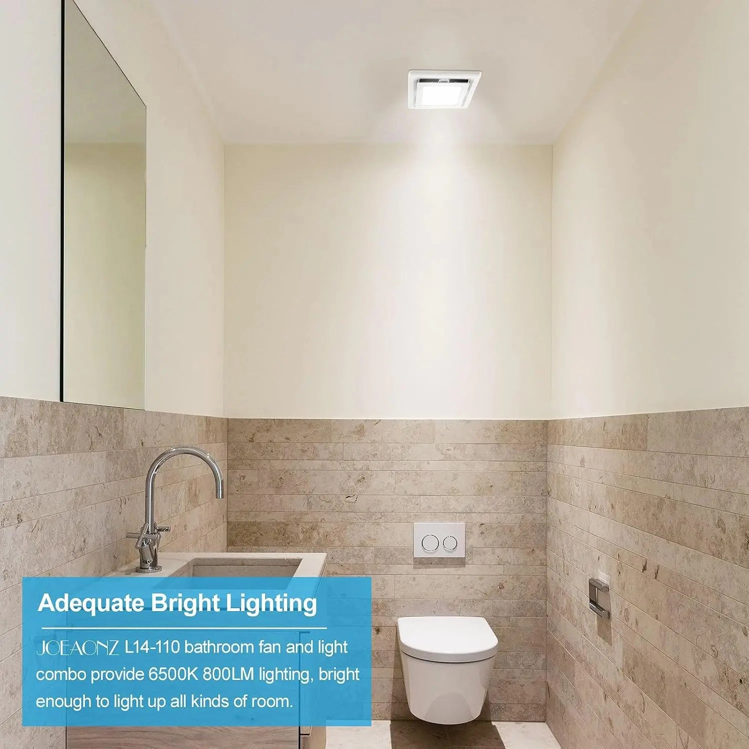 Envelor 110 CFM Ceiling Bathroom Exhaust Fan with Light in White