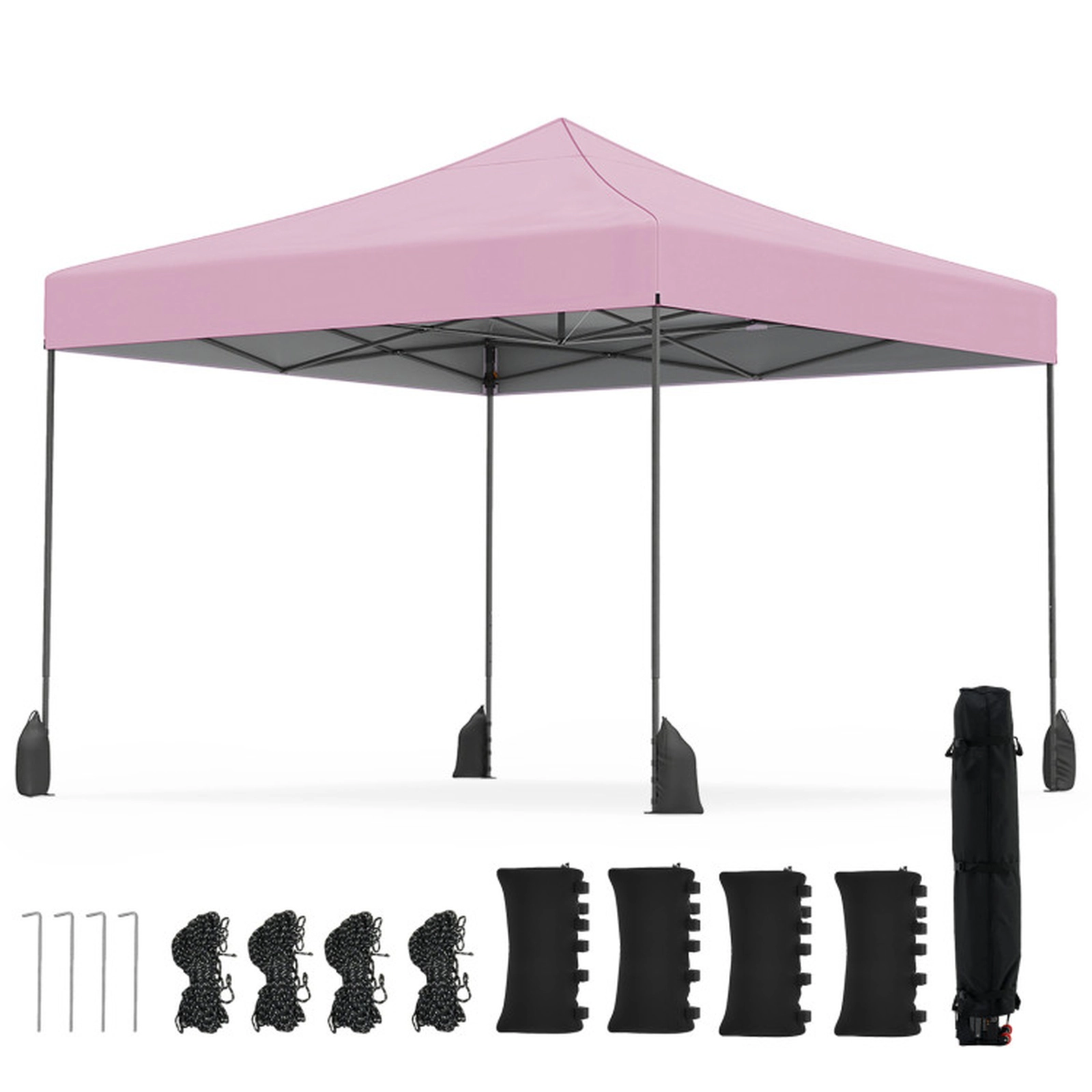 SUGIFT Pink 9.5-ft by 9.5-ft 4-Position UPF50+ Silver-Coated 420D Pop Up Canopy Tent with Wheeled Bag