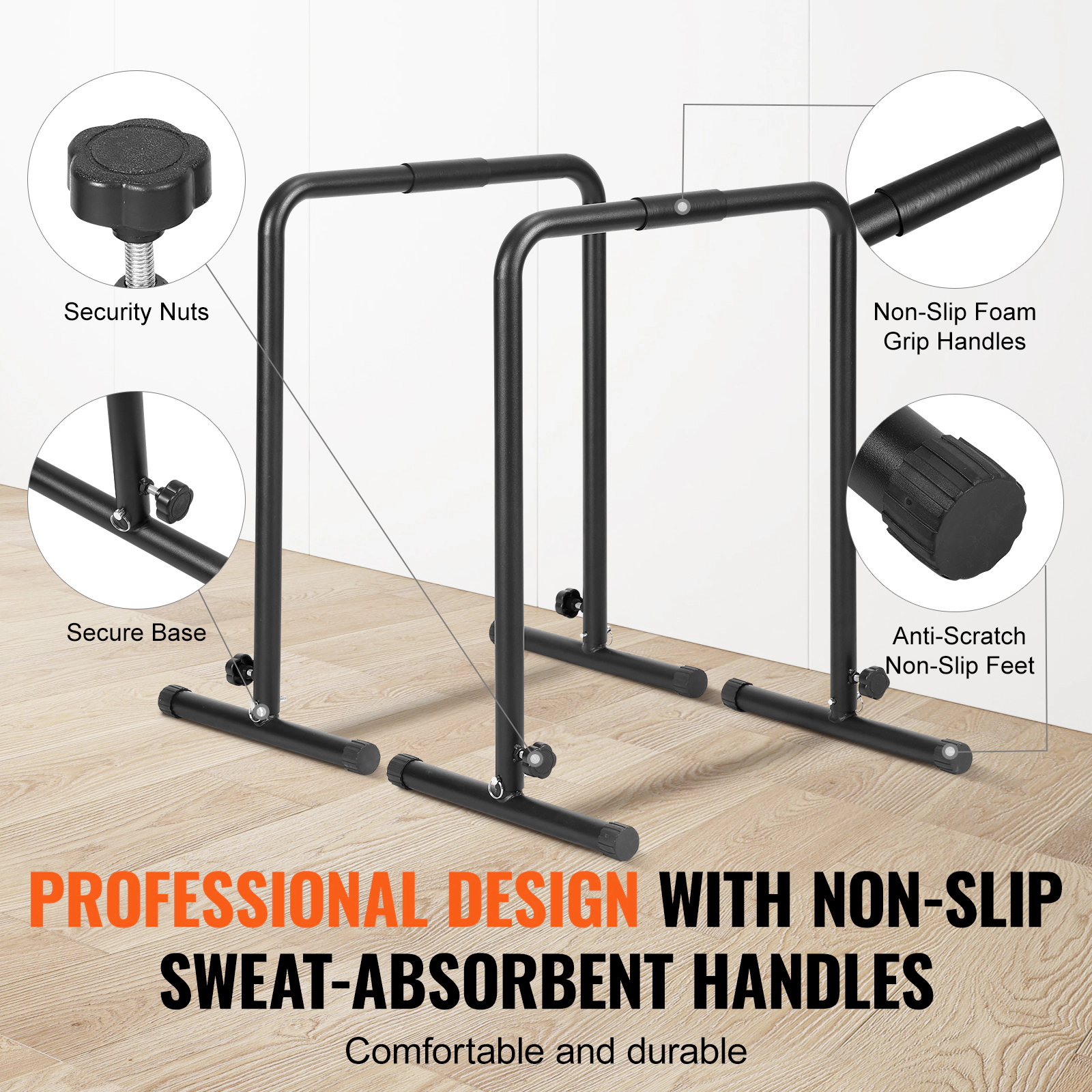 HONGGE Dip Bar Heave Duty Dip Stand Station with Adjustable Height Fitness Workout Dip Bar Station Stabilizer