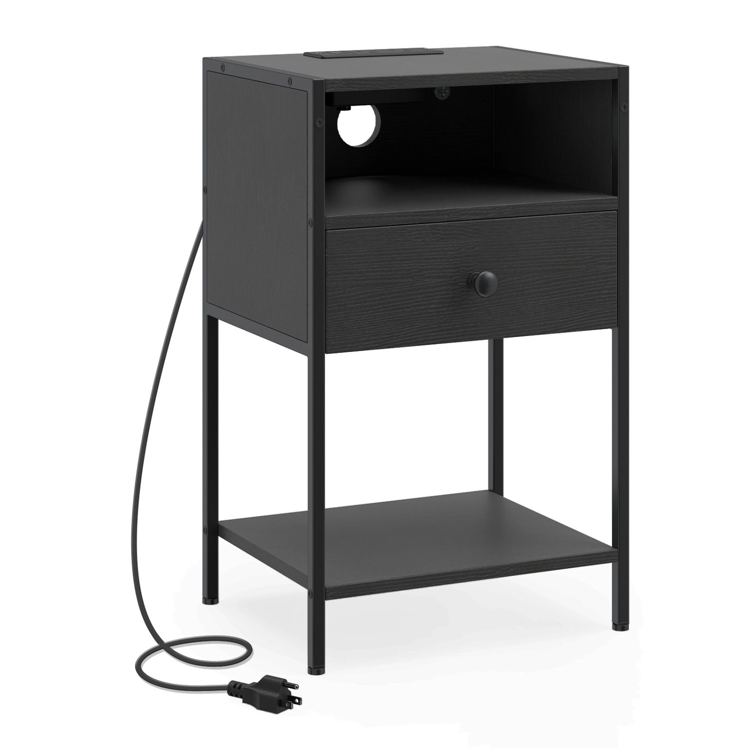SlickBlue Modern Nightstand with USB, Type-C and AC Outlets
