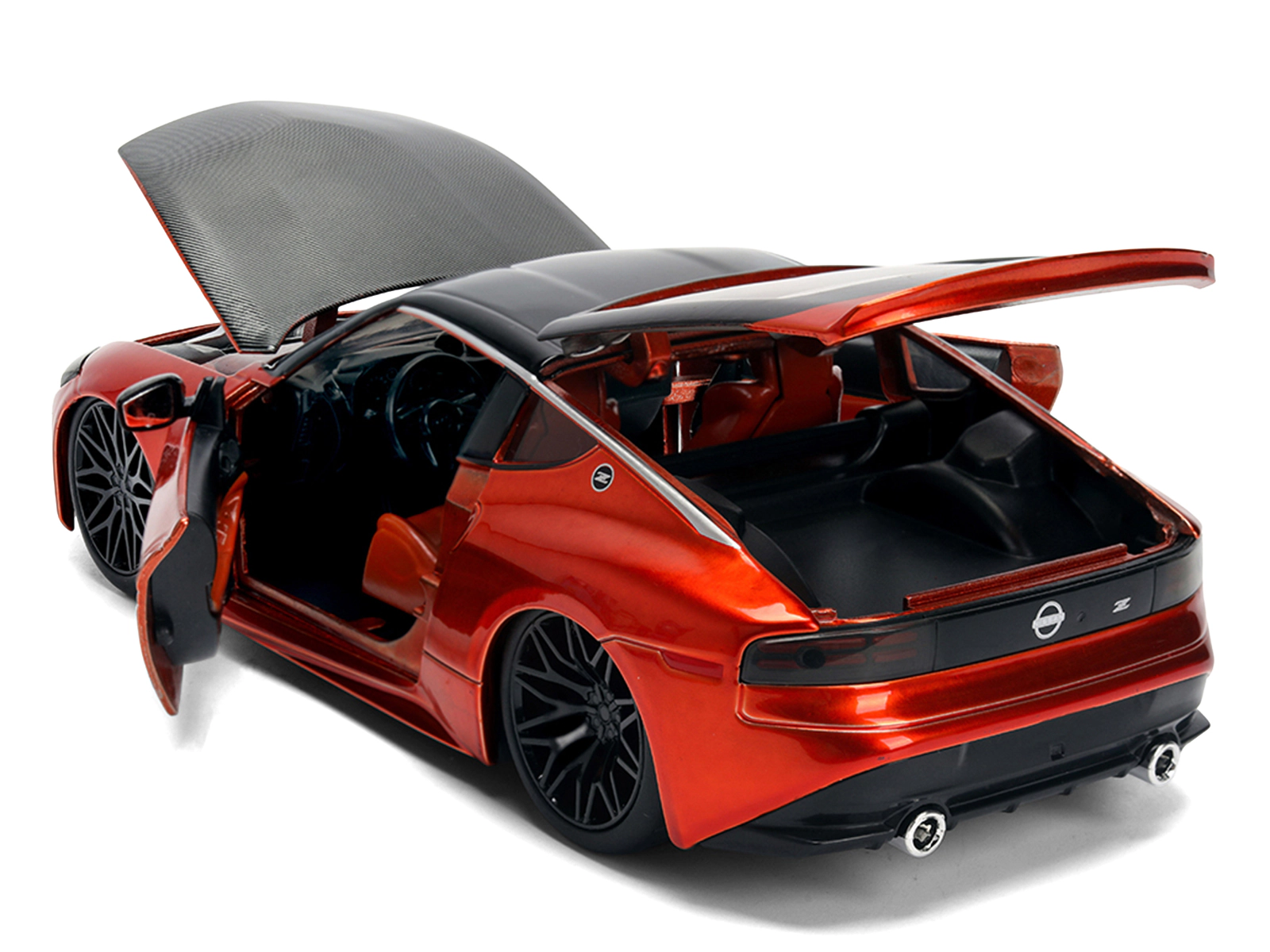 Jada 2023 Nissan Z Orange Metallic with Carbon Hood and Black Top "JDM Tuners" Series 1/24 Diecast Model Car by Jada