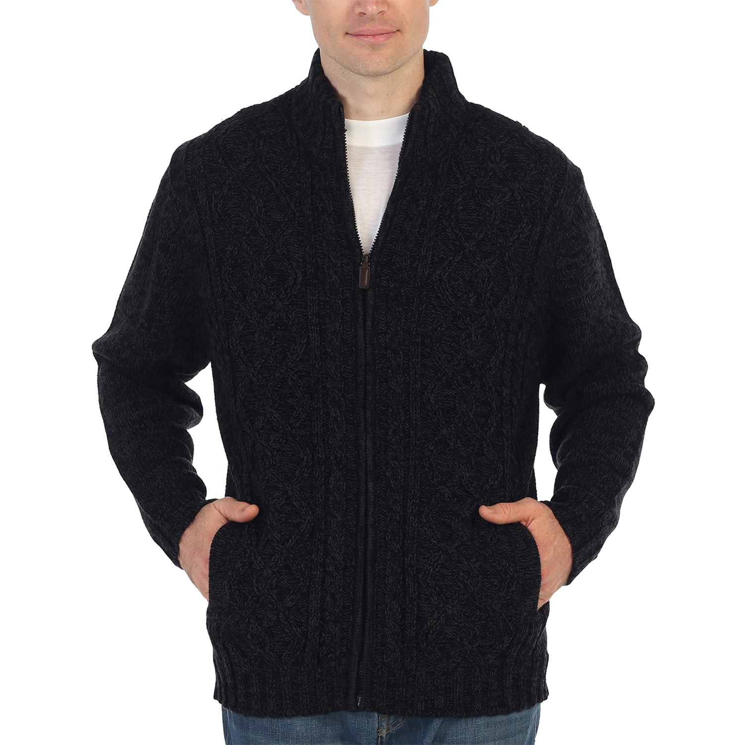 Gioberti Men's Heavy Weight Cardigan Twisted Knit Regular Fit Full-Zipper Sweater