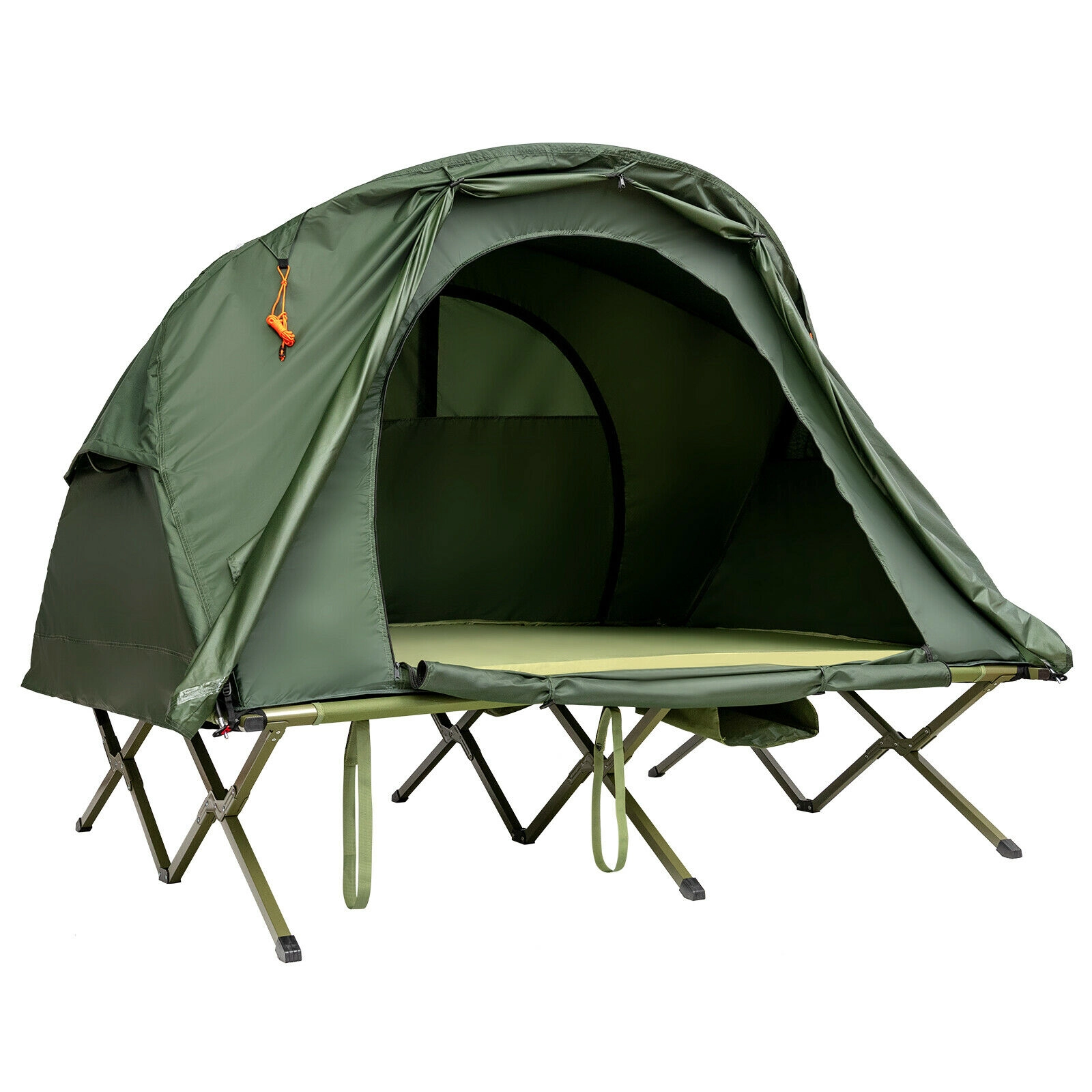 SUGIFT 2-Person Green Elevated Camping Tent Cot with External Cover 6.5-ft W 4.8-ft D 5.2-ft H 660-lb Cot Capacity