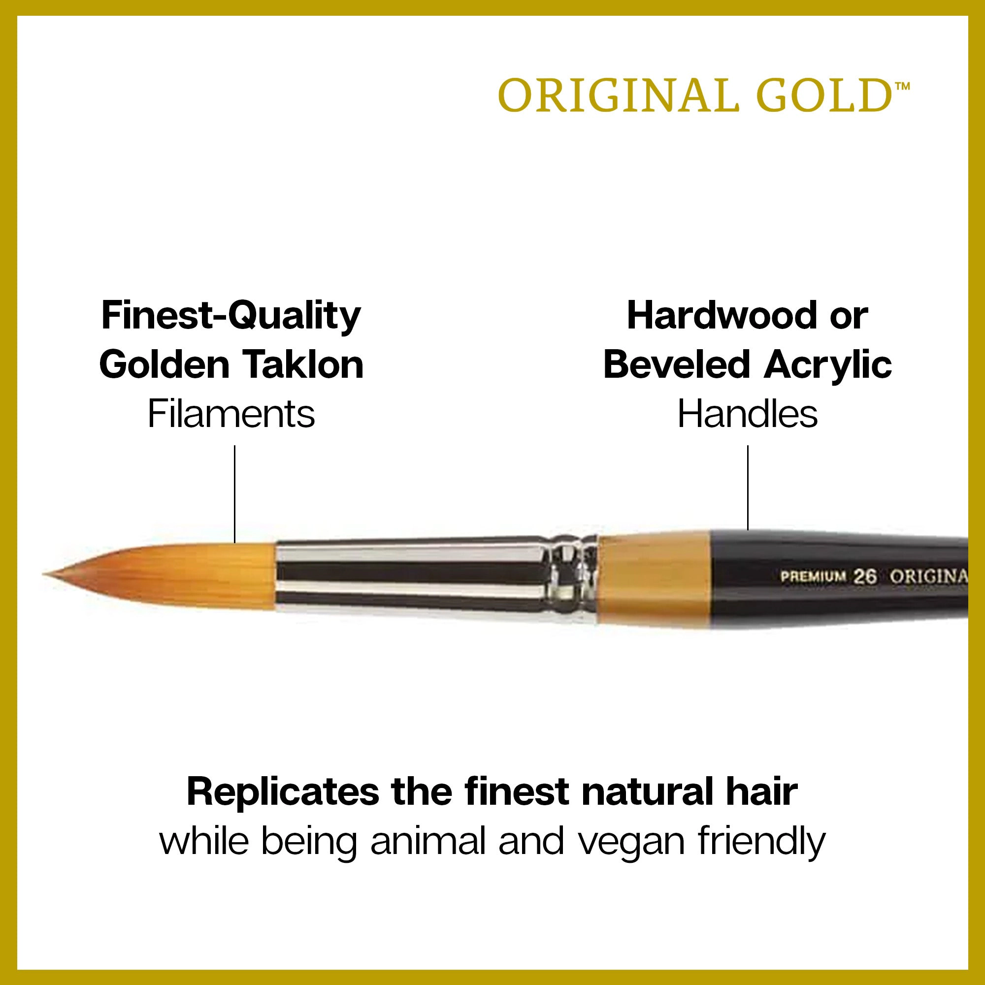 KINGART Original Gold 9120 Rake™ Golden Taklon Brush Set - 3 pc