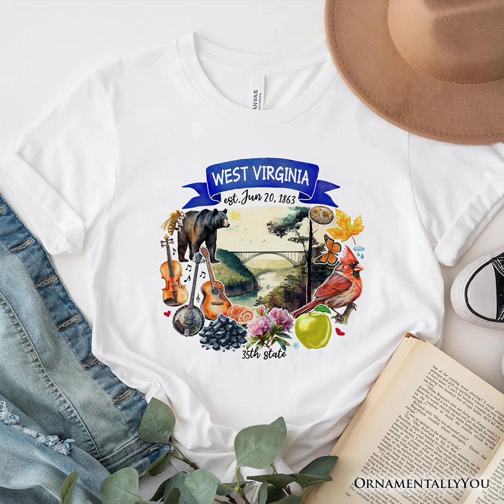 OrnamentallyYou Unisex Artistic West Virginia State Themes And Landmarks T-Shirt
