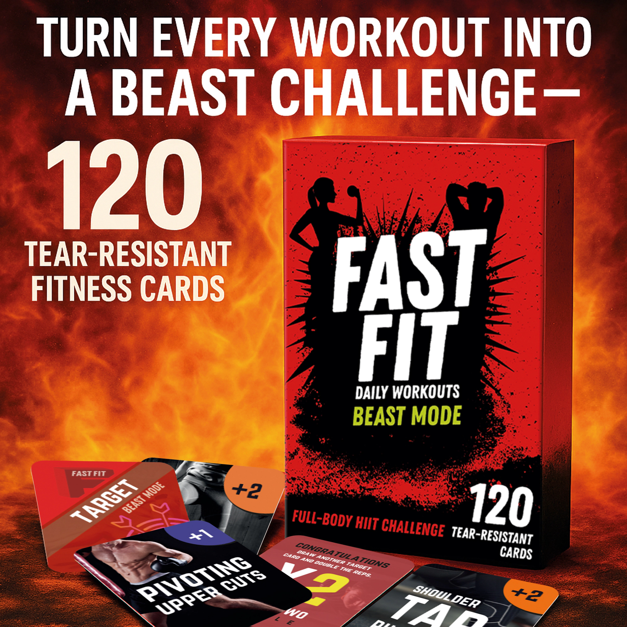 QUOKKA HIIT Workout Cards Set – 120 Exercise for Full-Body Fitness Training