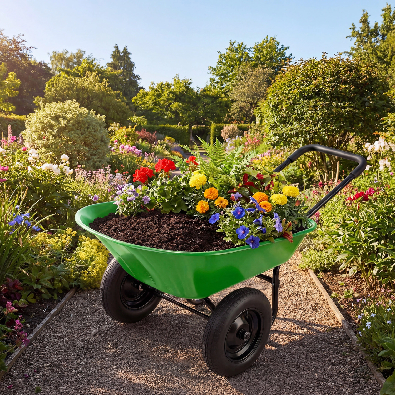 LJG 2 Tire Heavy-Duty Dolly Utility Cart Wheelbarrow Garden