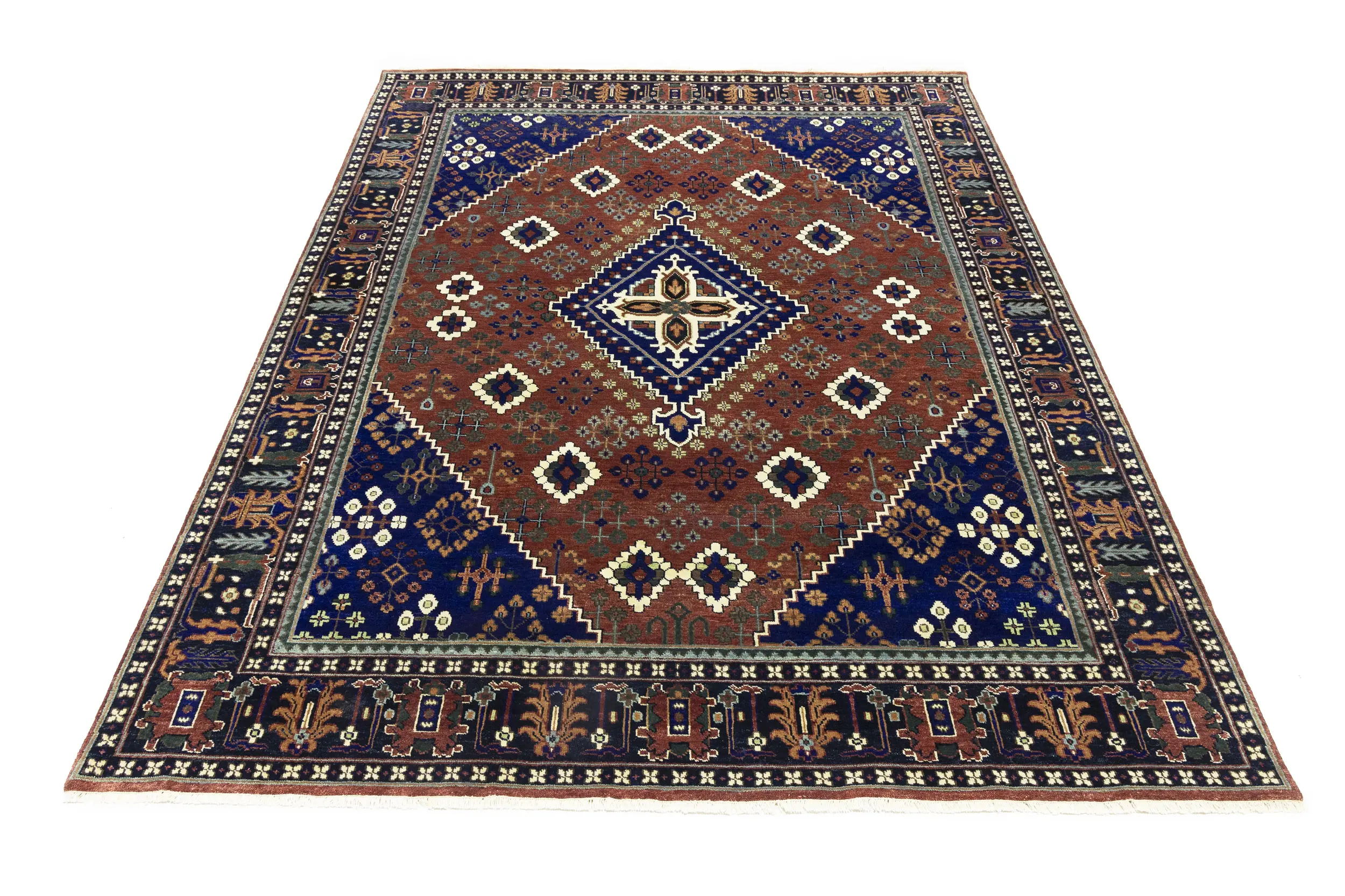 Magic Rugs Rust & Navy Tribal 8X10 Indo-Joshaghan Oriental Rug