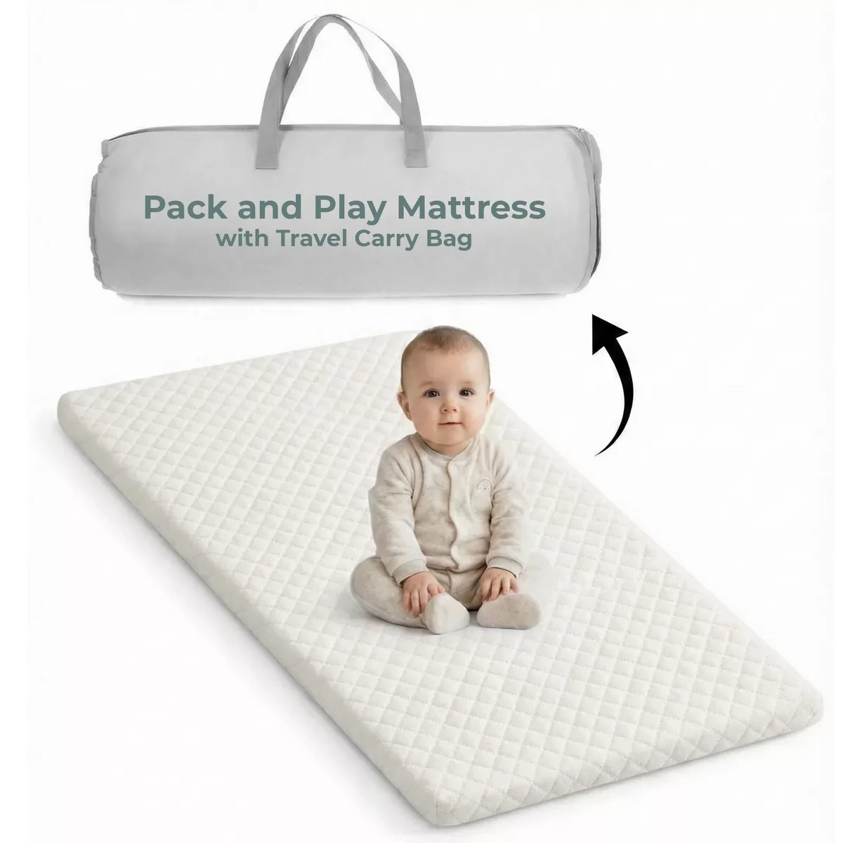 Sperric Pack and Play Mattress w/ Travel Bag- Waterproof Washable Playard Topper 38"x26", 1.5" Thick Hypoallergenic Foam