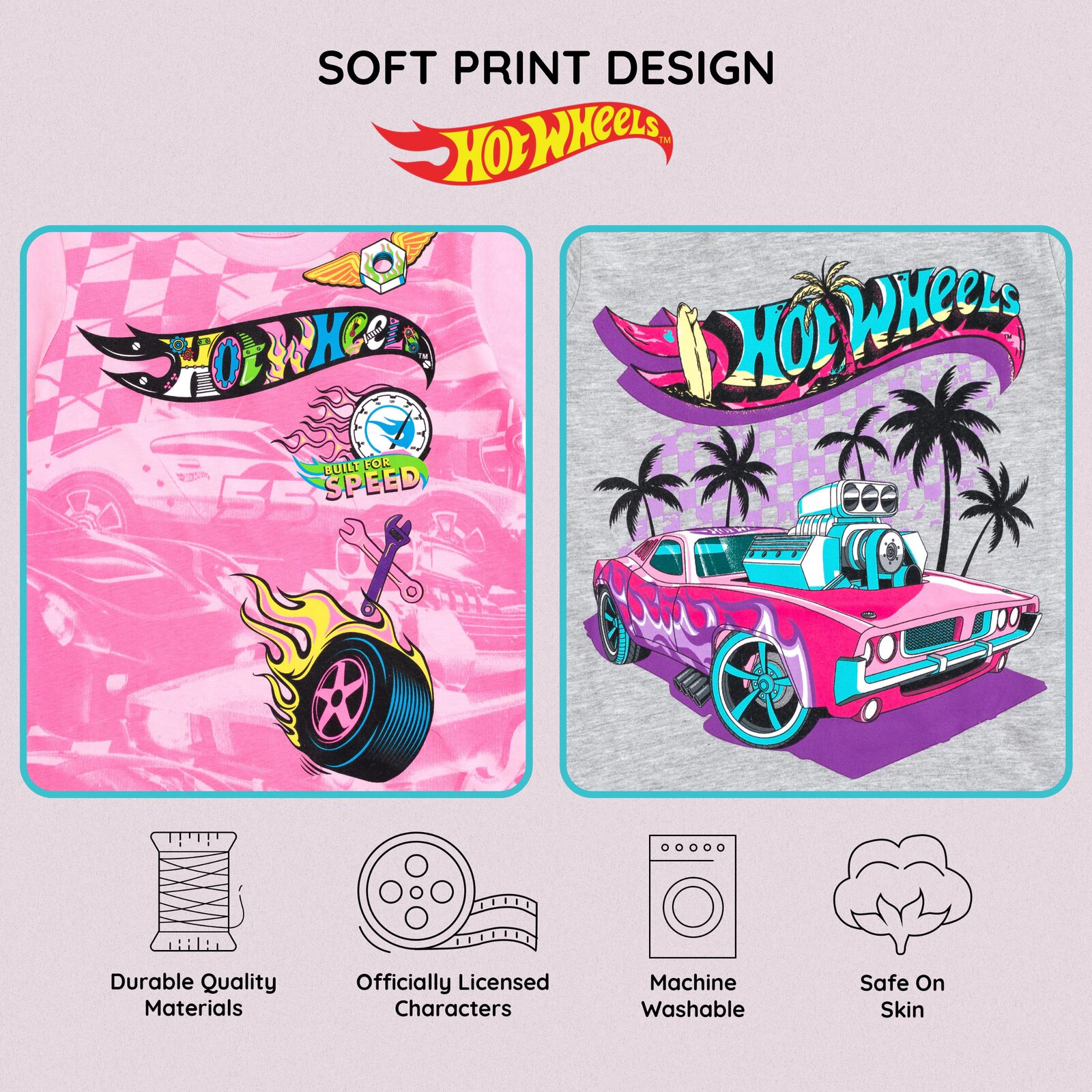 Hot Wheels Girls' 2-Pack Racing T-Shirts