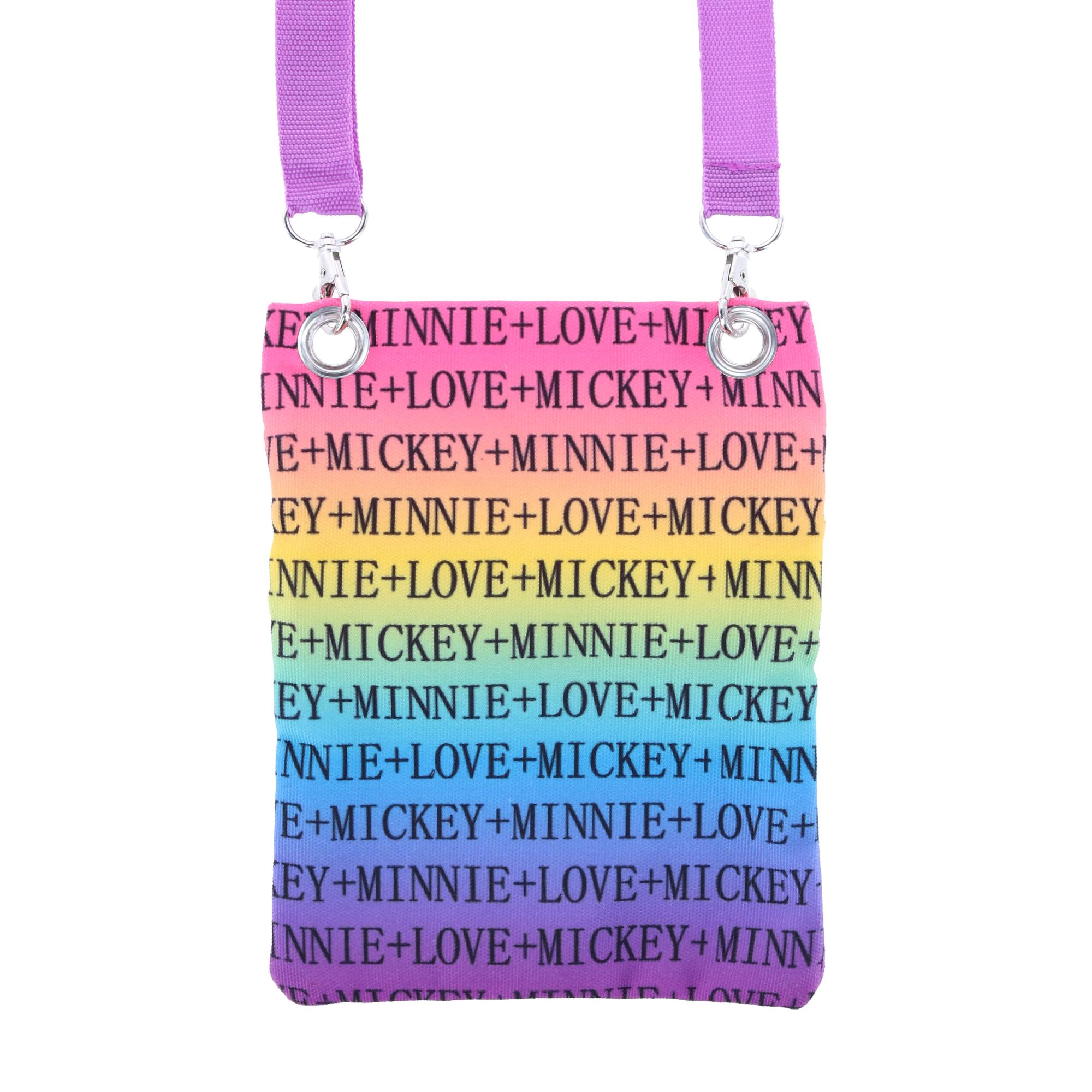 Jerry Leigh Disney Mickey and Minnie Mouse Rainbow Passport Crossbody Bag