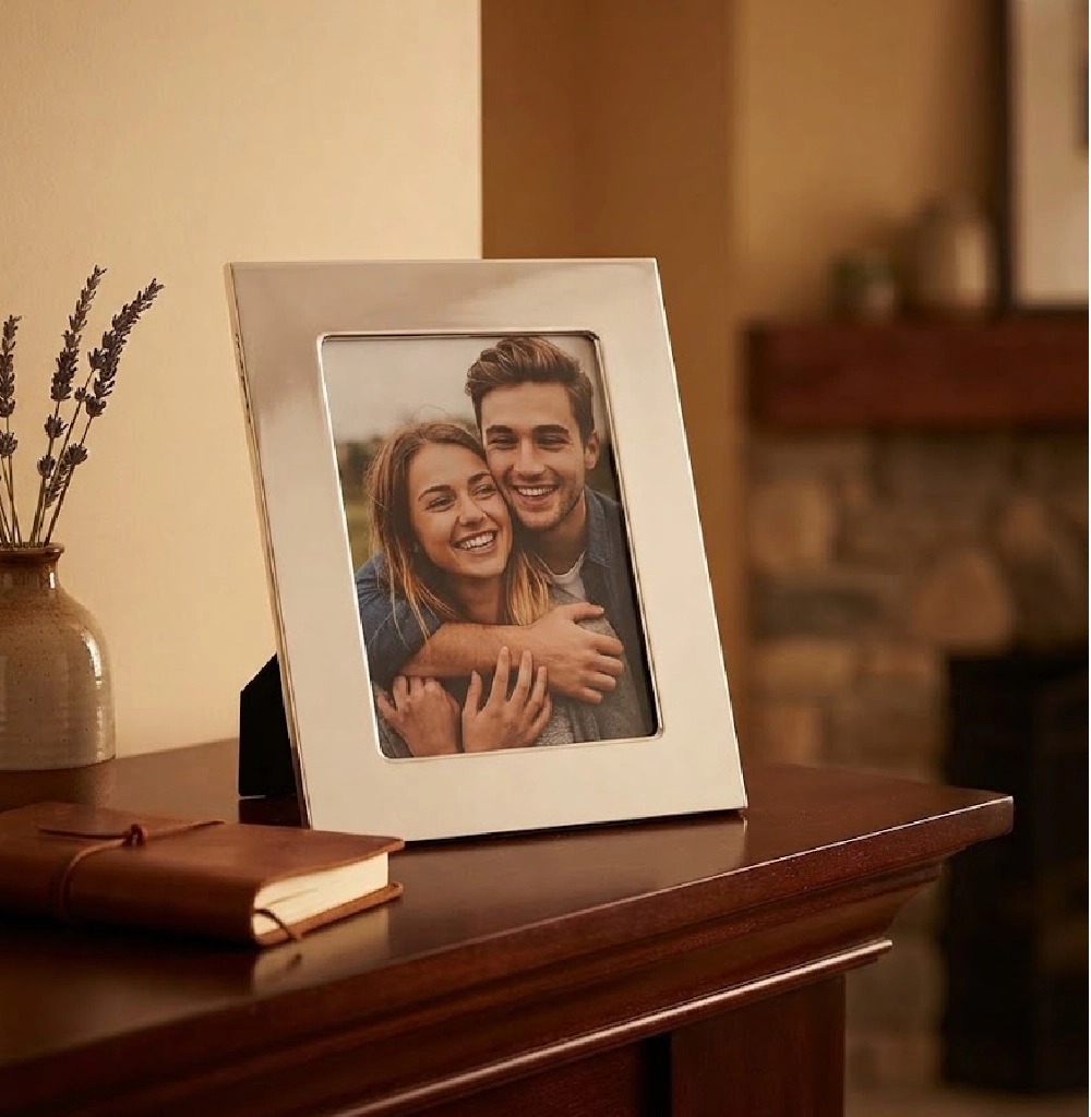 Jiallo Classic Silver-Plated 5x7" Picture Frame (7x9" Overall)