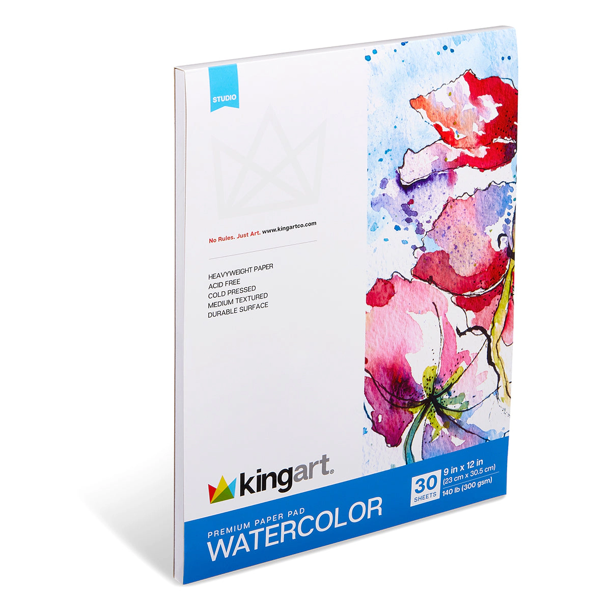 KINGART Watercolor Paper Pad - Top Bound 9" x 12" - 2 Pack - 30 Sheets Each