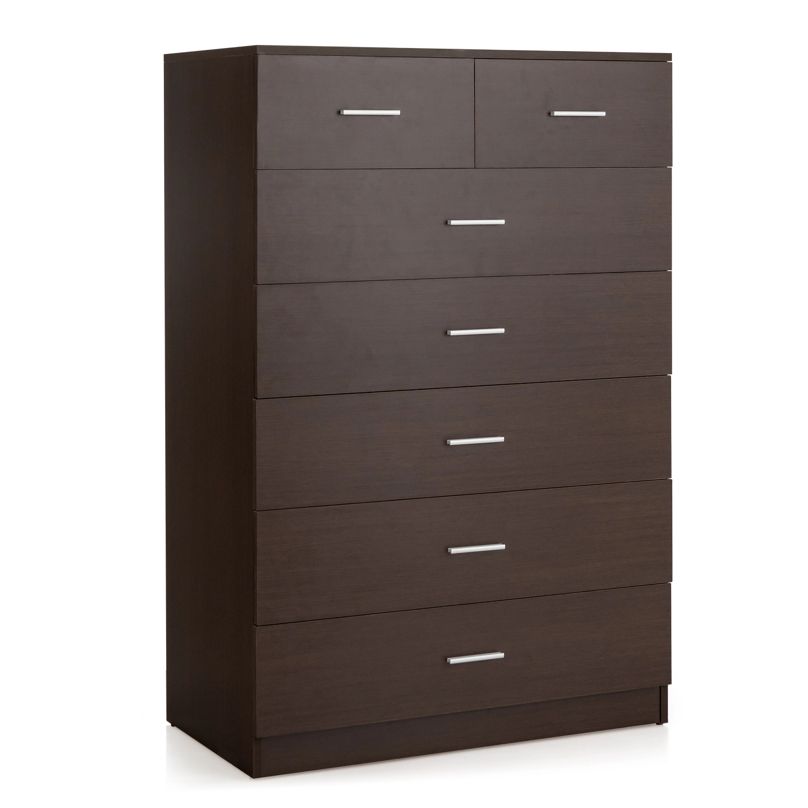 SUGIFT Anti-Toppling Device and Metal Handles 7-Drawer Wooden Chest of Drawers