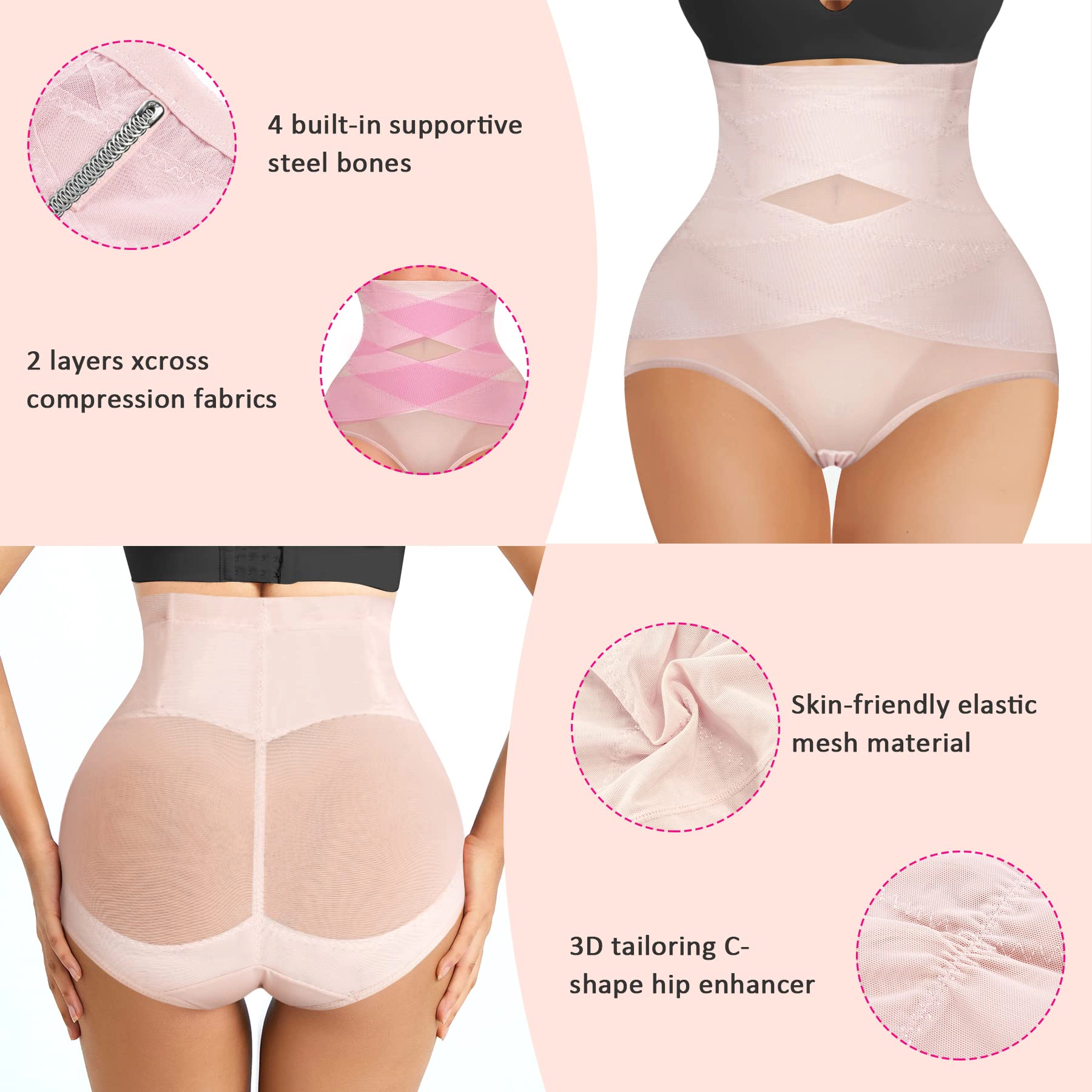 Nebility Women High Waist Tummy Control Body Shaper