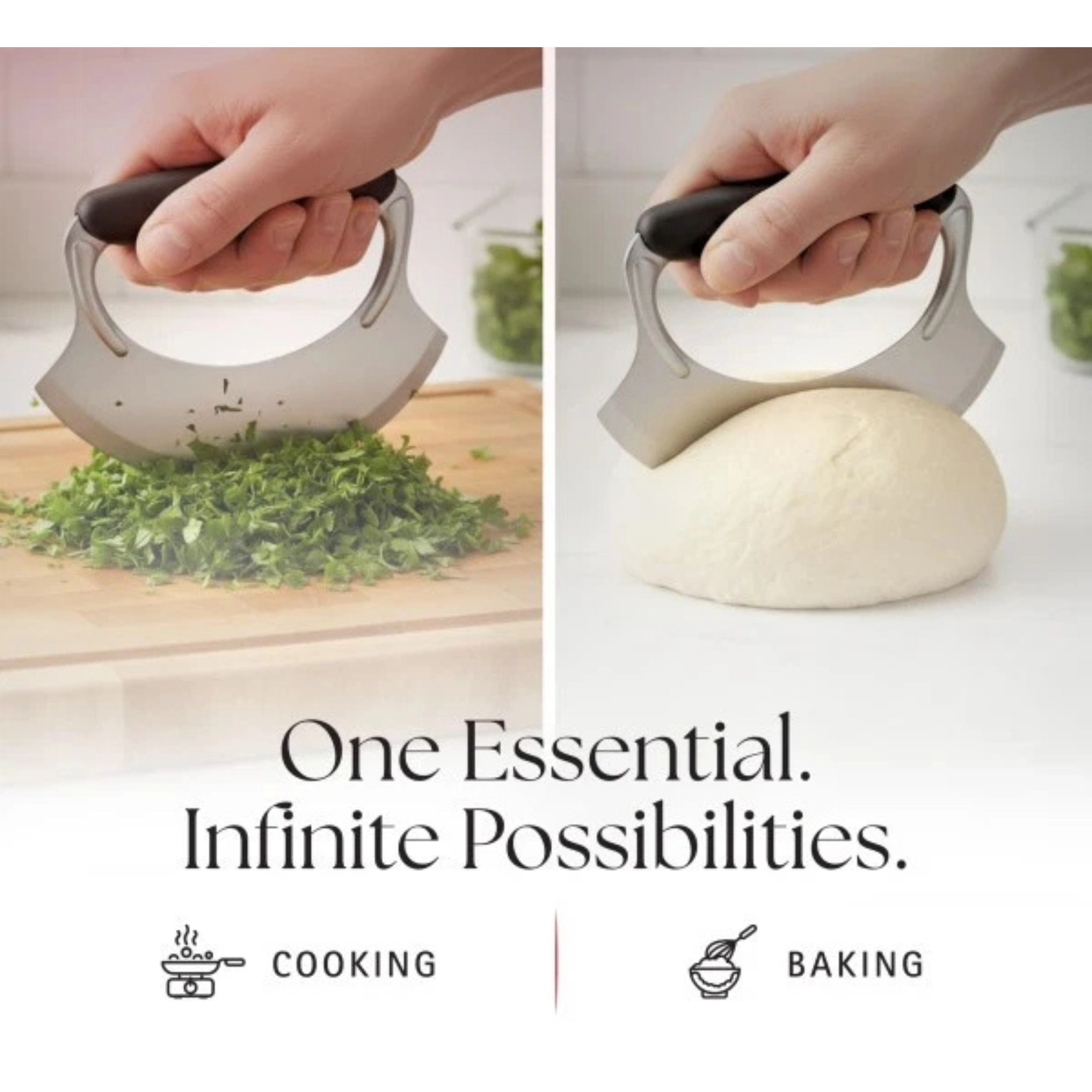 Home Collection 4.9-Inch Stainless Steel Salad Chopper with Silicone Handle