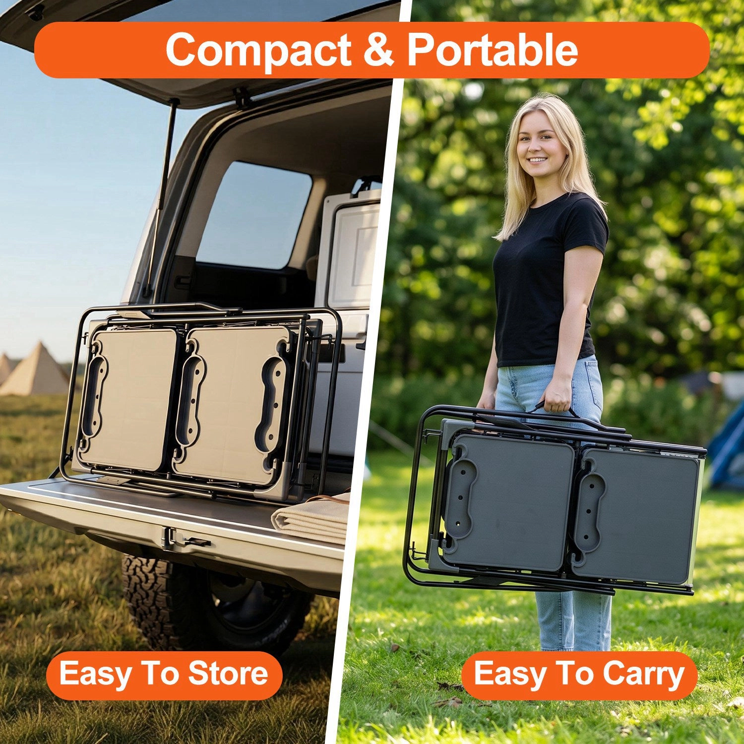 GBruno Folding Camping Kitchen Table With Lamp Post
