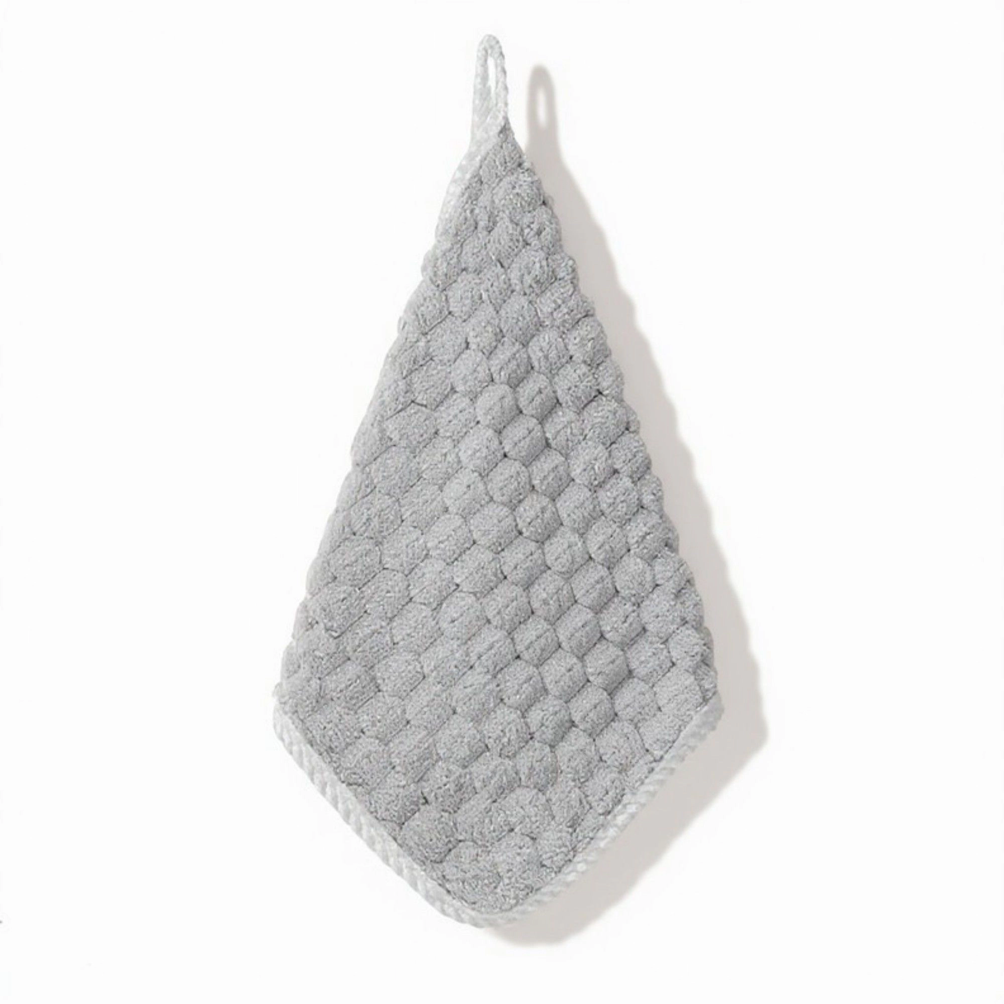 Alilang Unisex Soft Absorbent Hanging Hand Towels Textured Teardrop Shape Reusable Cleaning Cloth with Loop 6 Pack