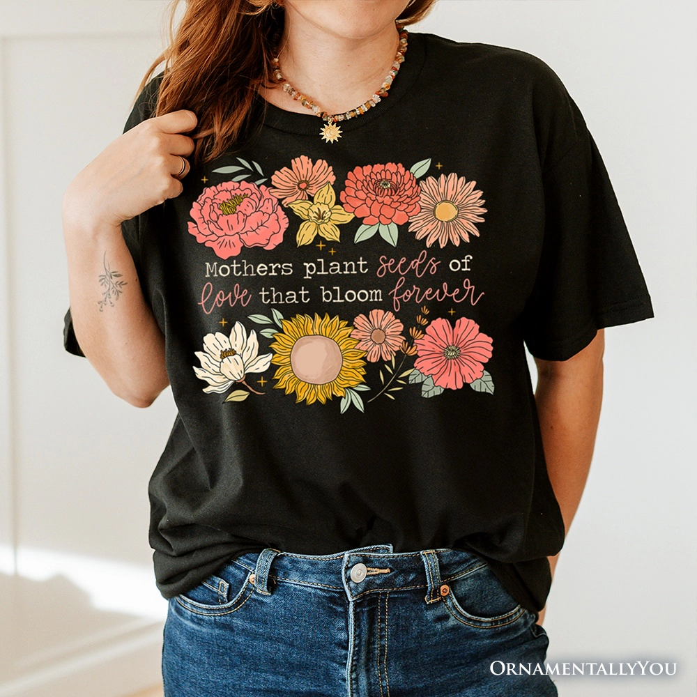 OrnamentallyYou Womens Seeds Of Love Mama Floral T-Shirt