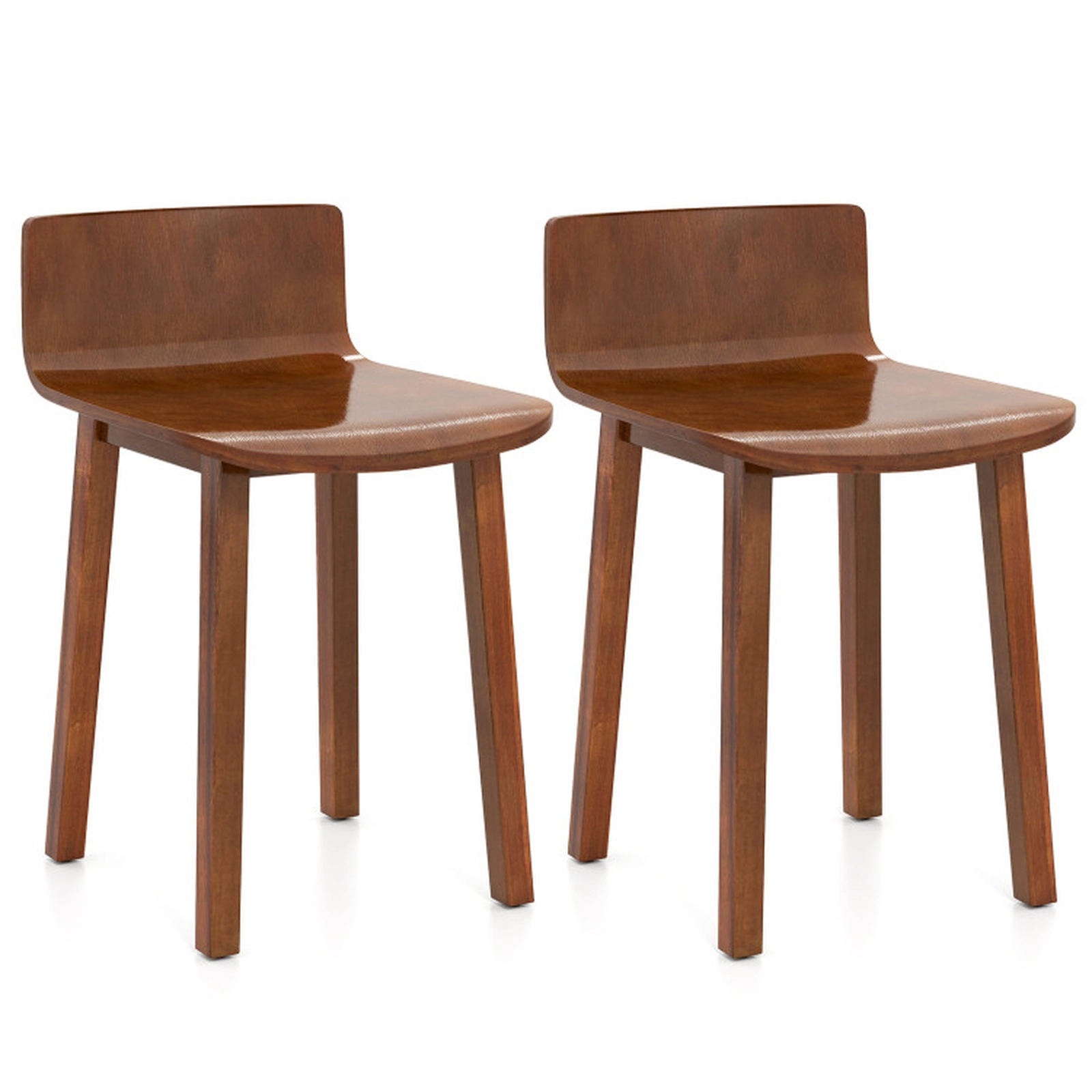SUGIFT Wide Seat Wood Dining Chair Set of 2 Farmhouse Mid-Century Armless Side Chairs 410-lb Capacity Brown