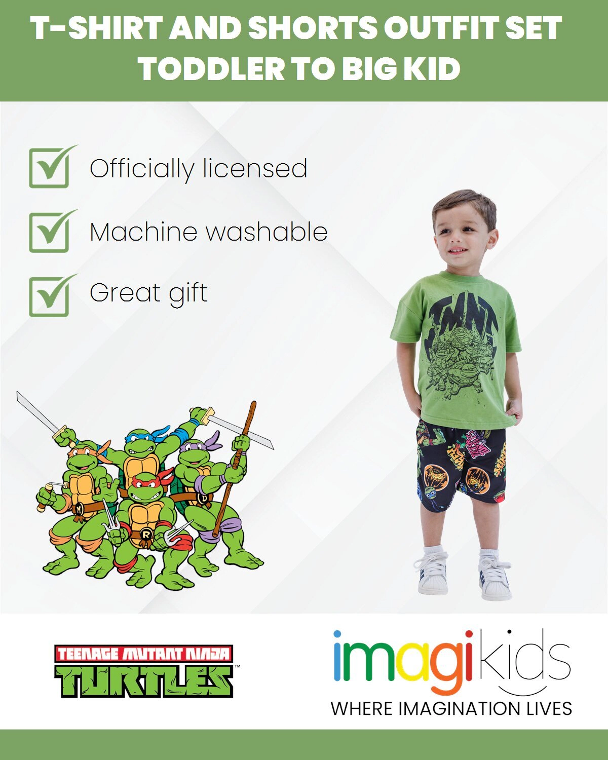 Teenage Mutant Ninja Turtles Boys' Athletic 2-Piece T-Shirt and Shorts Set